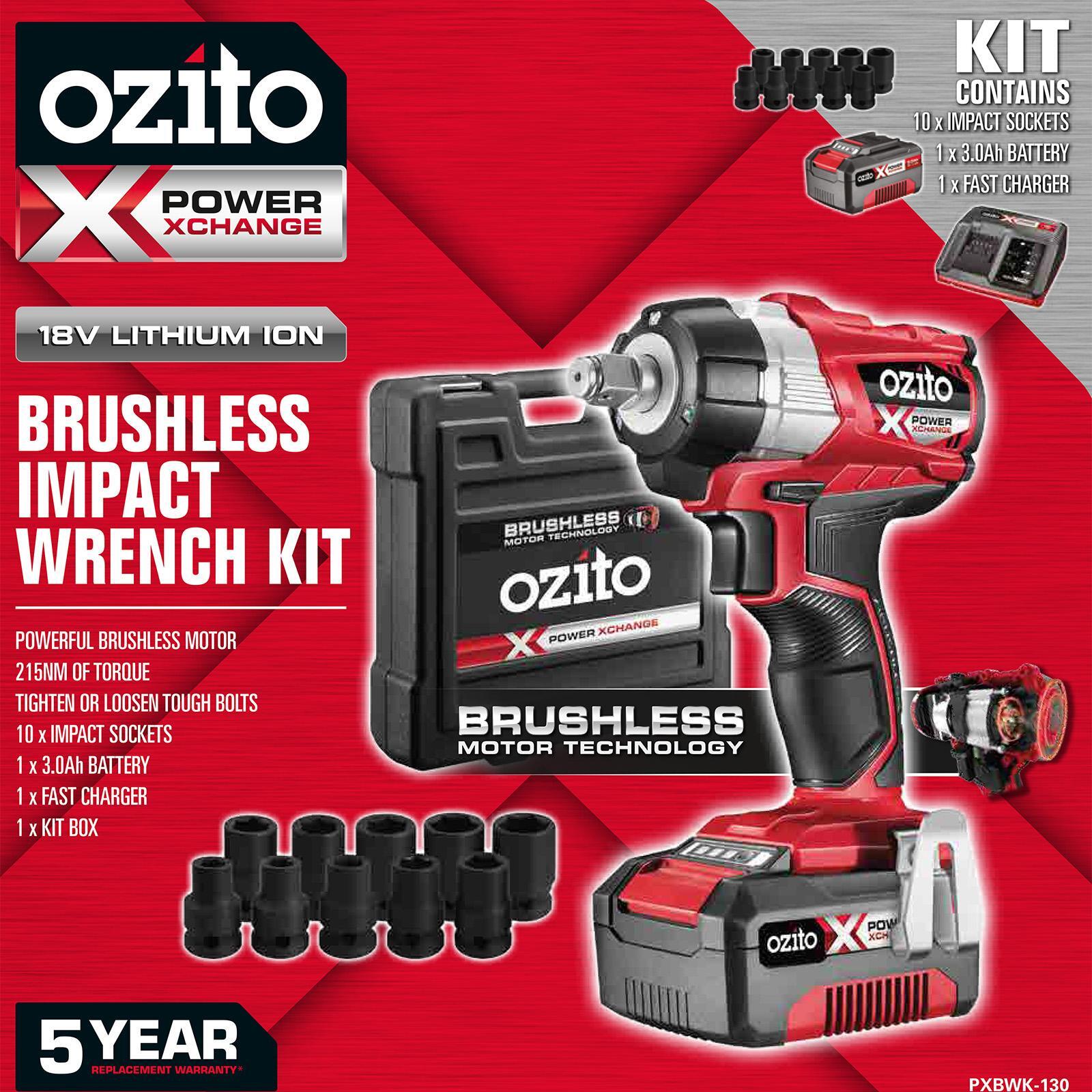 Ozito PXC 18V Brushless Impact Wrench Kit Bunnings Australia