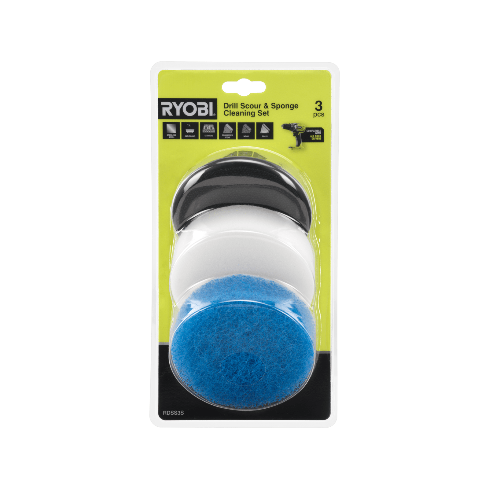 Ryobi 3Piece Scour & Sponge Cleaning Kit Bunnings Australia