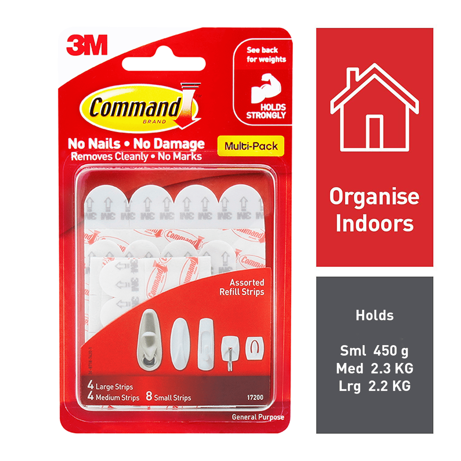 Command™ White Adhesive Assorted Refill Strips 16 Pack Bunnings