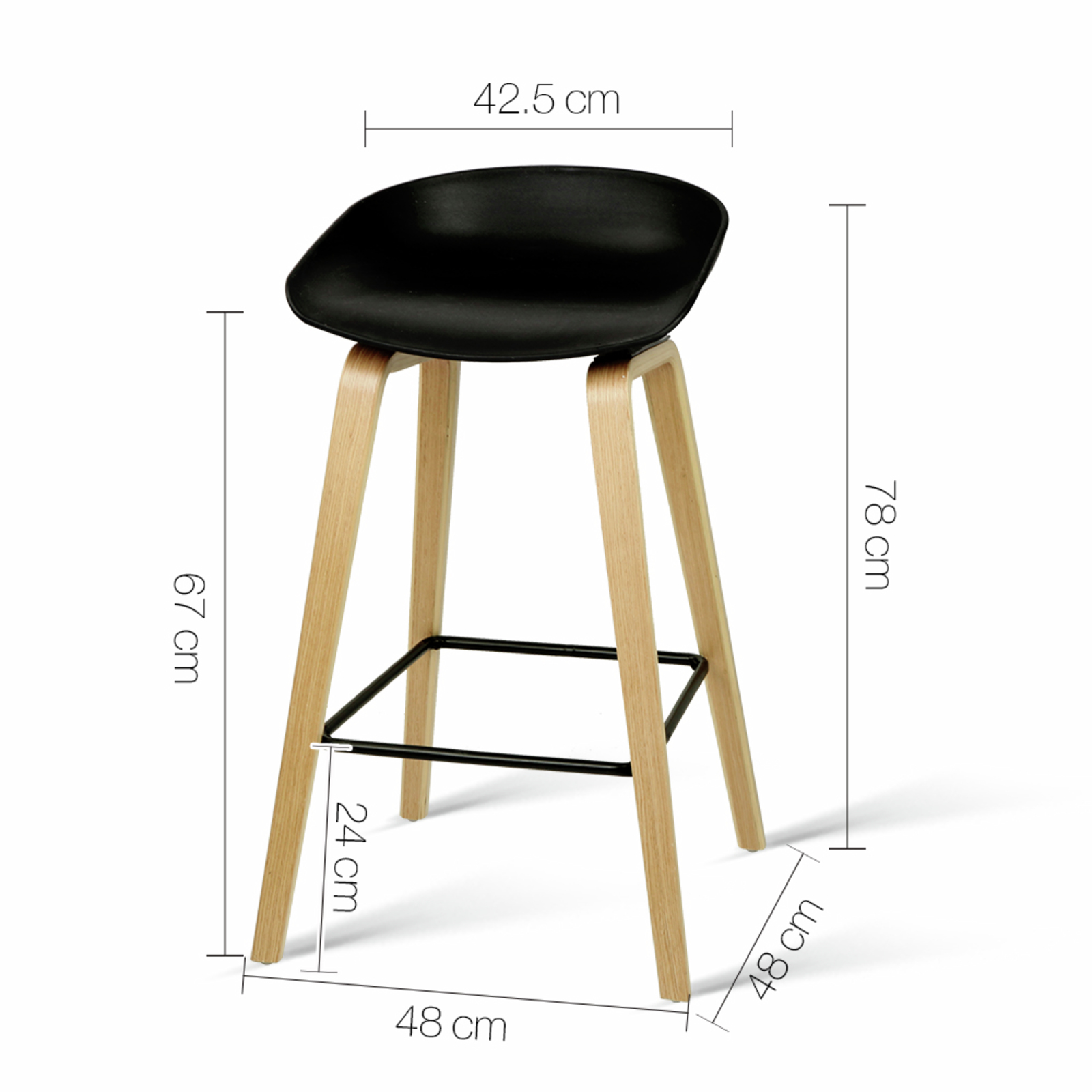 Artiss Bar Stools Kitchen Stool Wooden Barstool Black MAPLE Bunnings