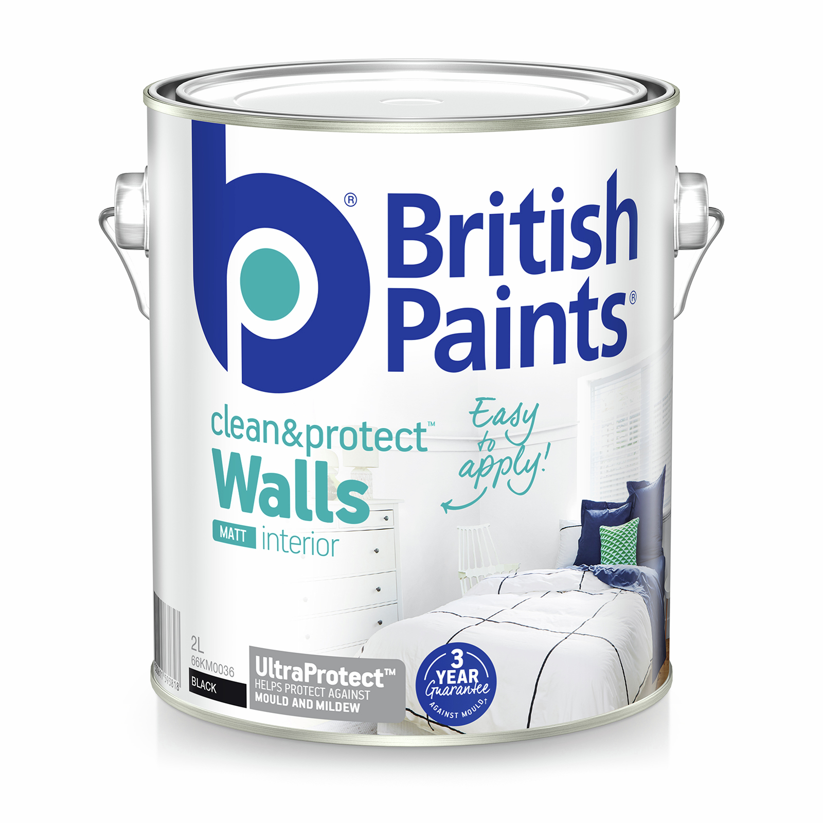 British Paints 2L Black Matt Clean And Protect Interior Paint