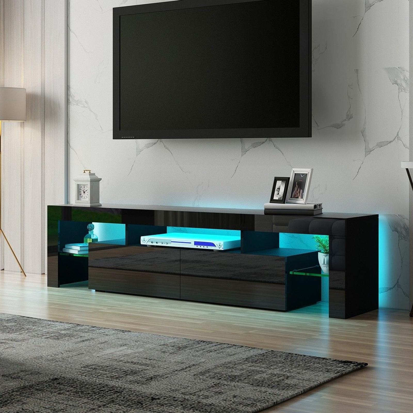 160cm Black Modern TV Stand RGB Functionality Bunnings Australia