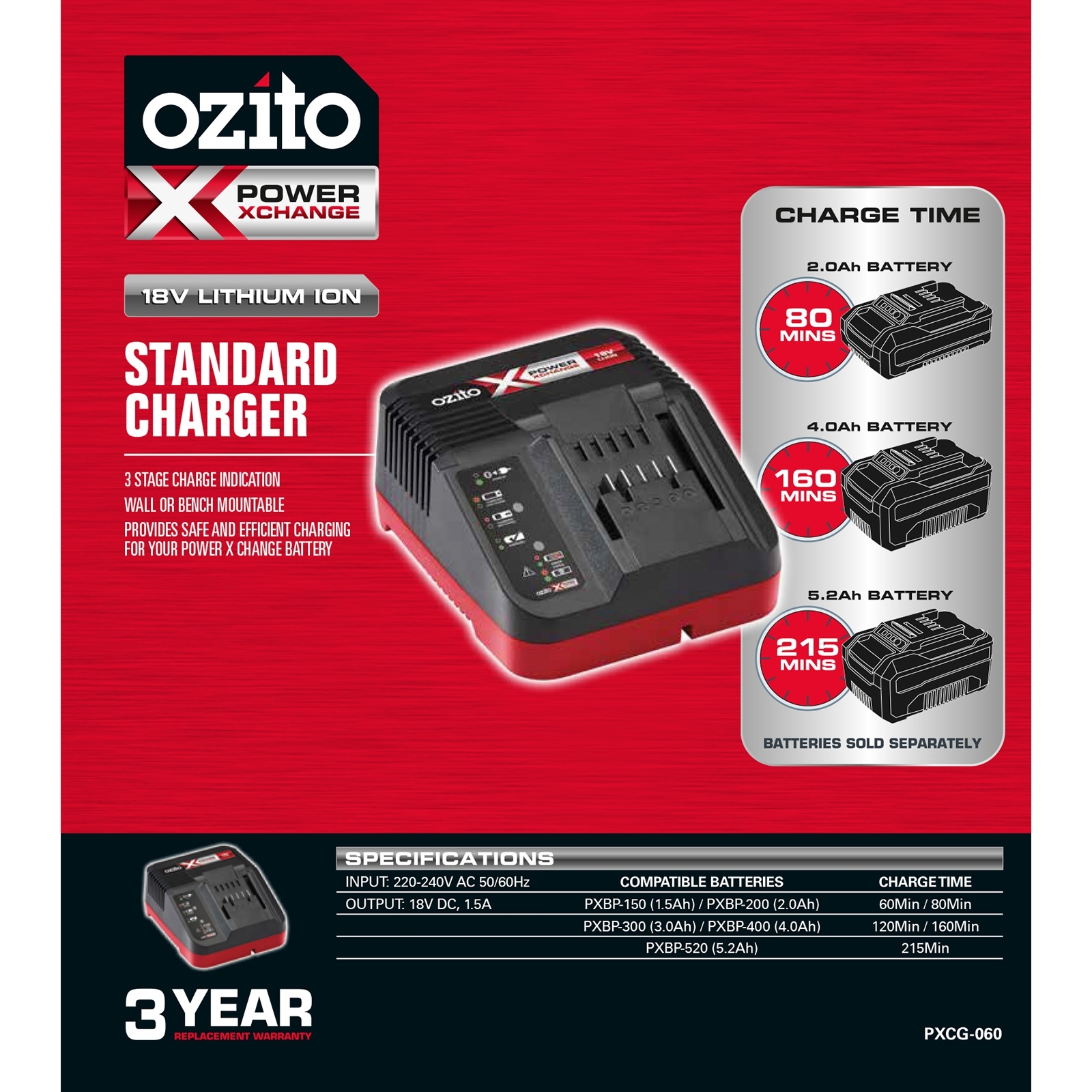 Ozito PXC 18V Standard Charger Bunnings New Zealand