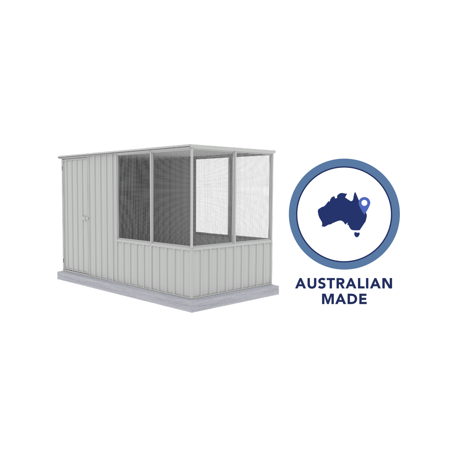 Absco Sheds 1.52 x 2.96 x 1.8m Zincalume Full Door Flat Roof Chicken Coop Bunnings Australia