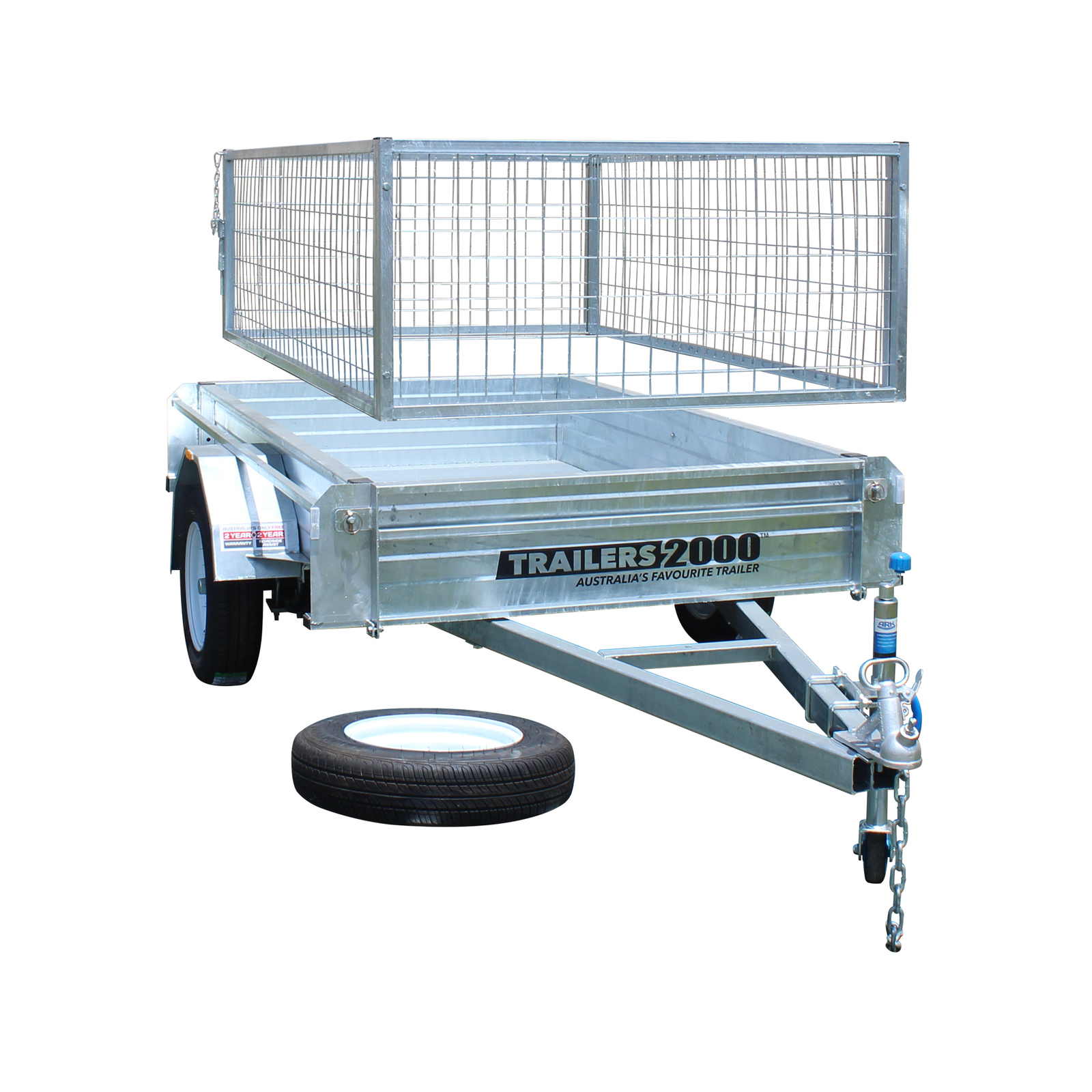 Trailers 2000 6 x 4 Galvanised Trailer with Cage and Spare Bundle