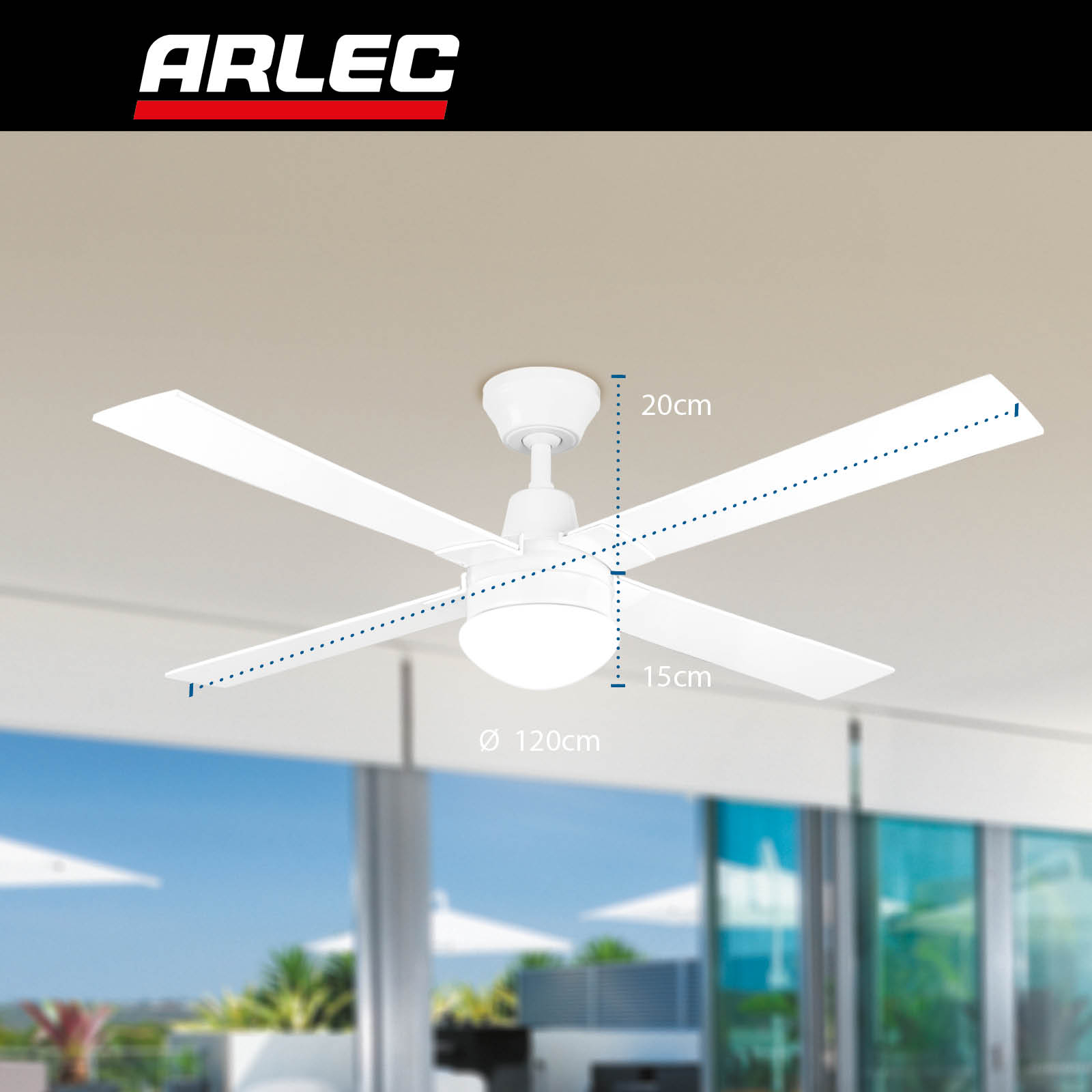 Arlec 120cm White 4 Blade Classic Ceiling Fan With Light Bunnings