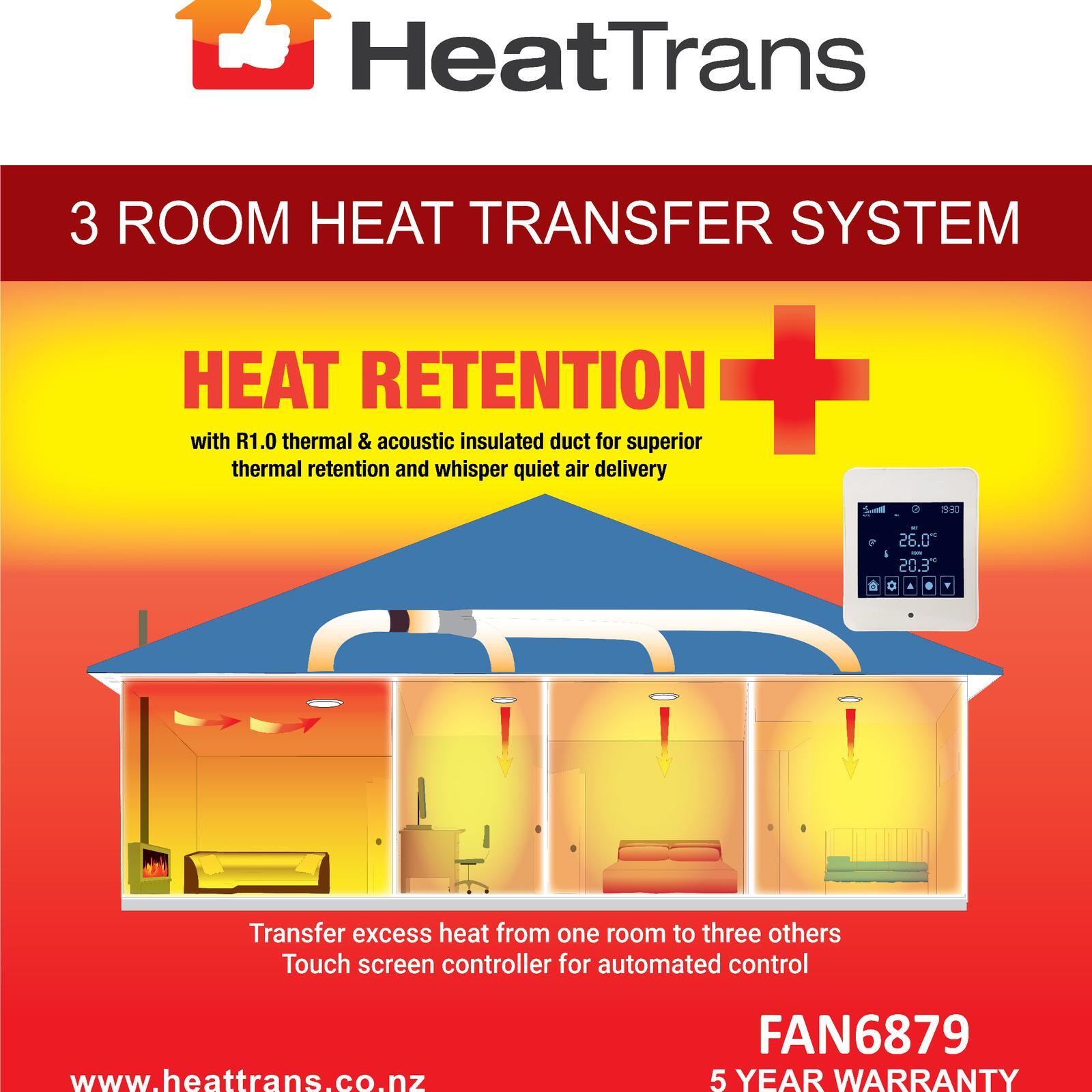 HeatTrans 3 Room Heat Retention with Heat Transfer Kit Bunnings New