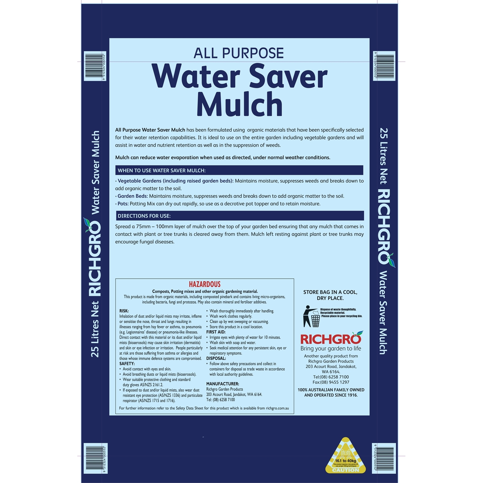 Richgro 25L All Purpose Water Saving Mulch Bunnings Australia