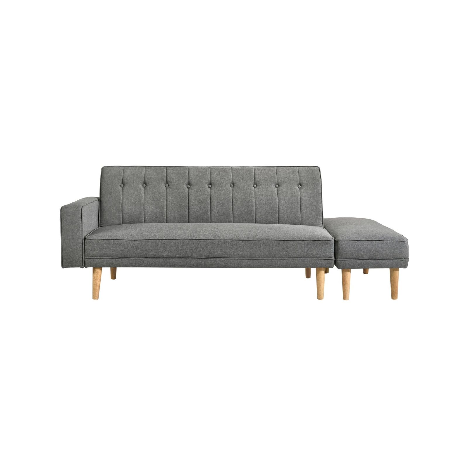 Scandinavian 3 Seater Sofa Bed w/ Ottoman Futon Couch Light Grey