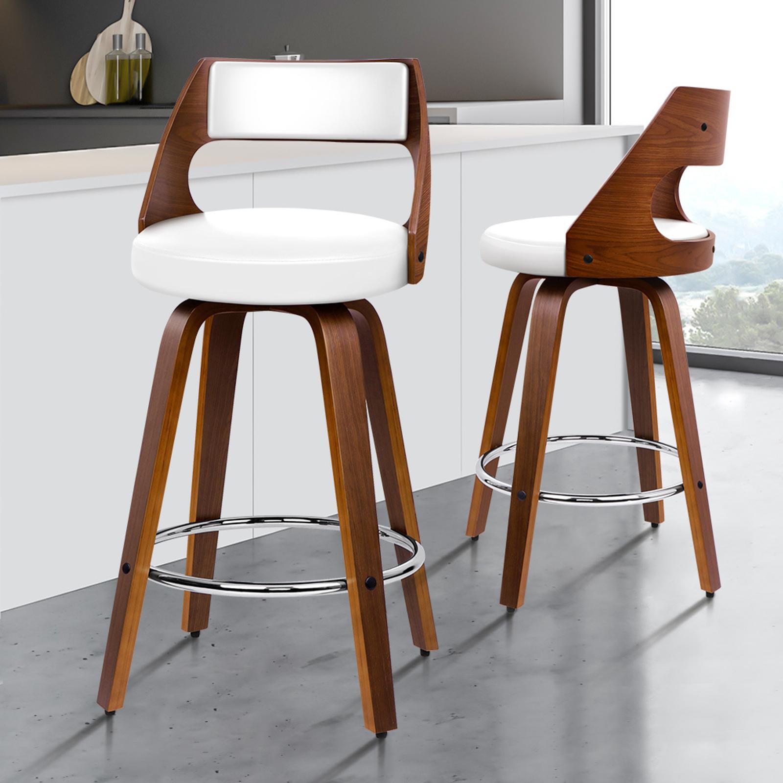 ALFORDSON Bar Stools Elegant Modern Style Stools White Eden x2
