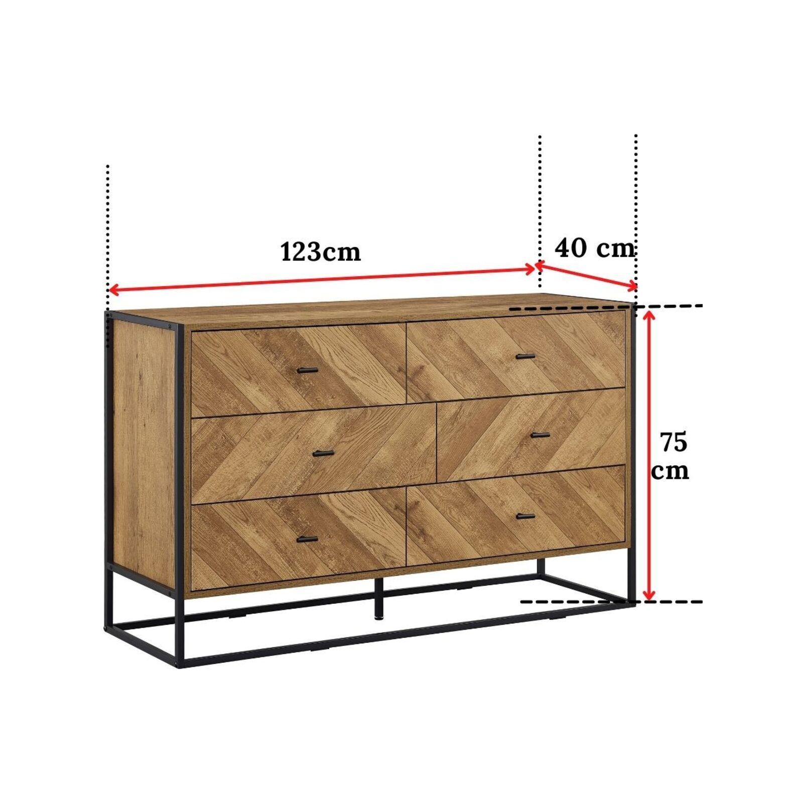 Cosmoliving Anderson Chest Of 6 Drawers Dressers Tallboys Bedroom Storage Full Oak