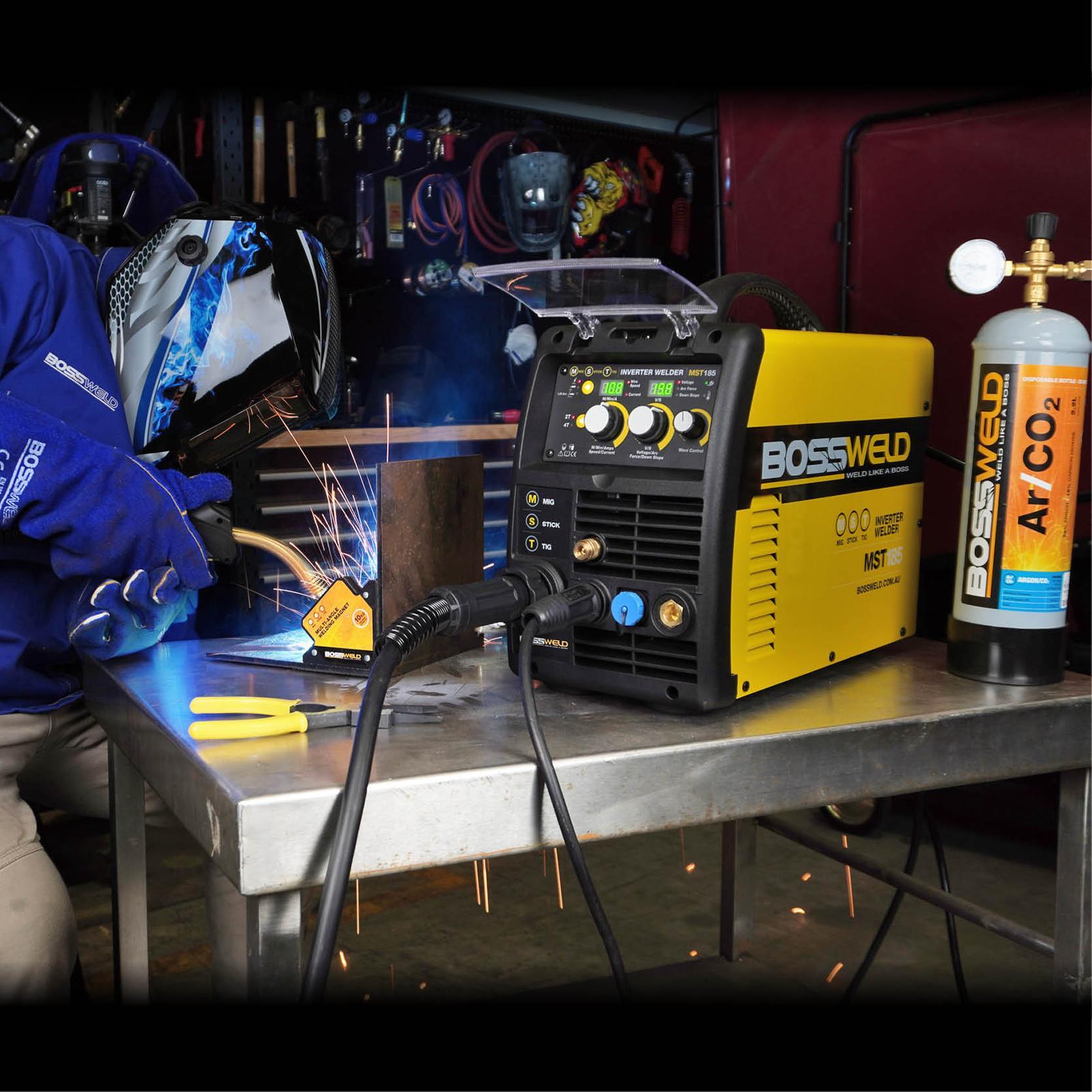 Bossweld MST185 Plus 180A MIG Stick and TIG Inverter Welder Bunnings Australia