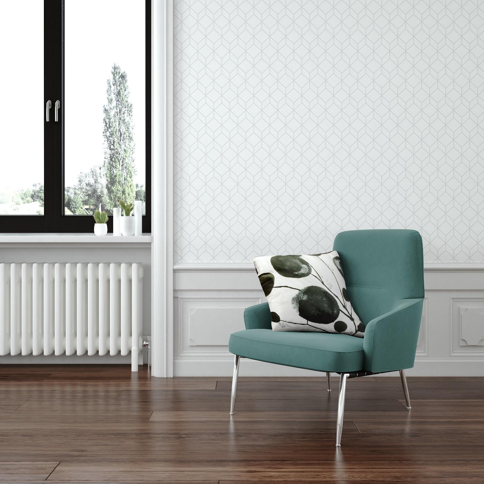 Superfresco Easy 52cm x 10m White And Silver Myrtle Geo Wallpaper Bunnings Australia