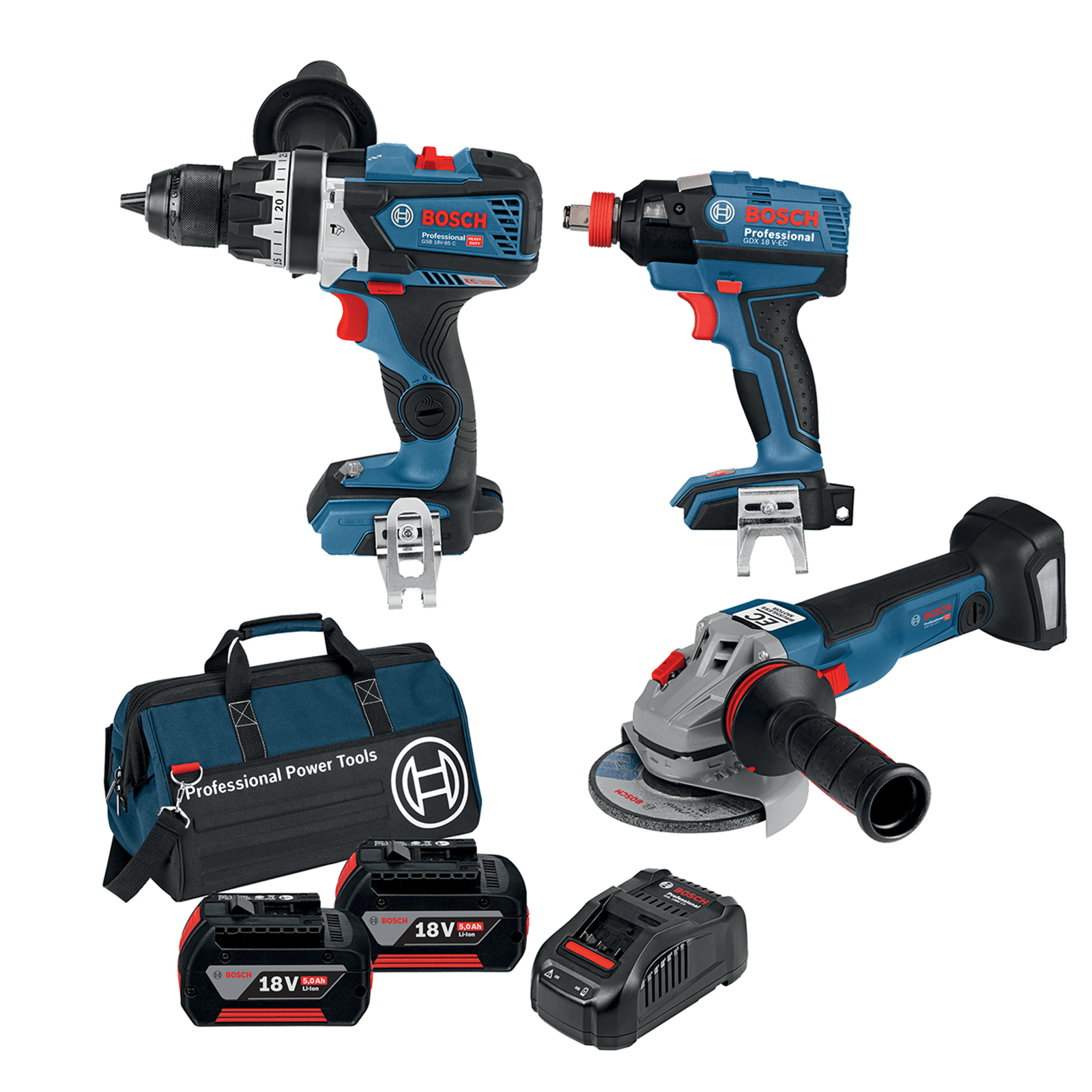 Bosch Blue 3 Piece 18V Brushless 2 x 5.0Ah Combo Kit Bunnings Australia