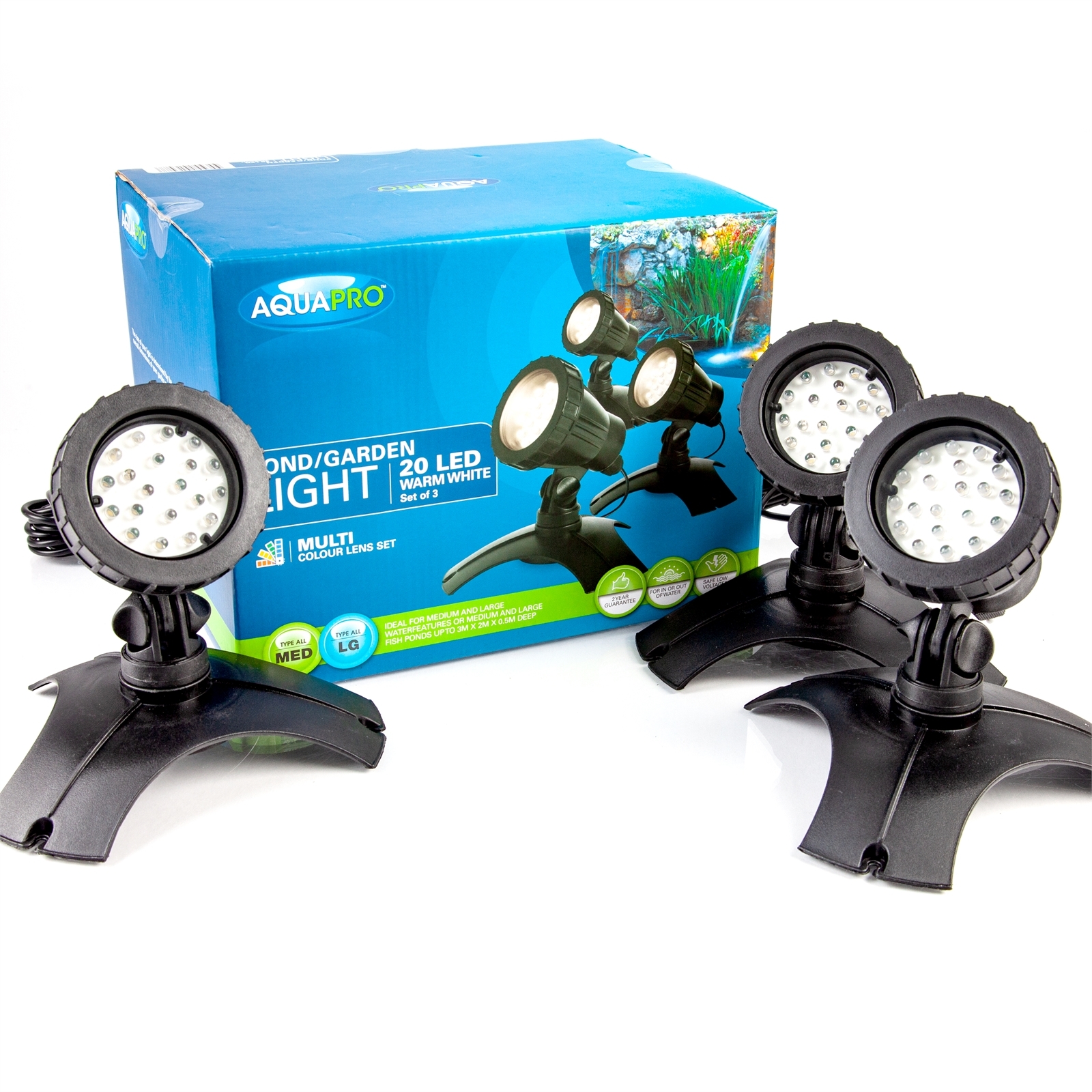 Aquapro 20 LED Warm White Pond And Garden Light 3 Pack Bunnings