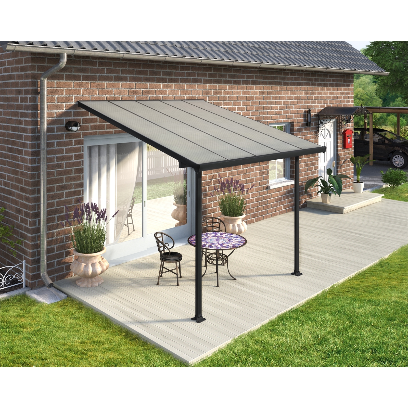Palram 3.0 x 3.0 x 3.0m Grey/Clear Feria D.I.Y. Patio Kit Bunnings
