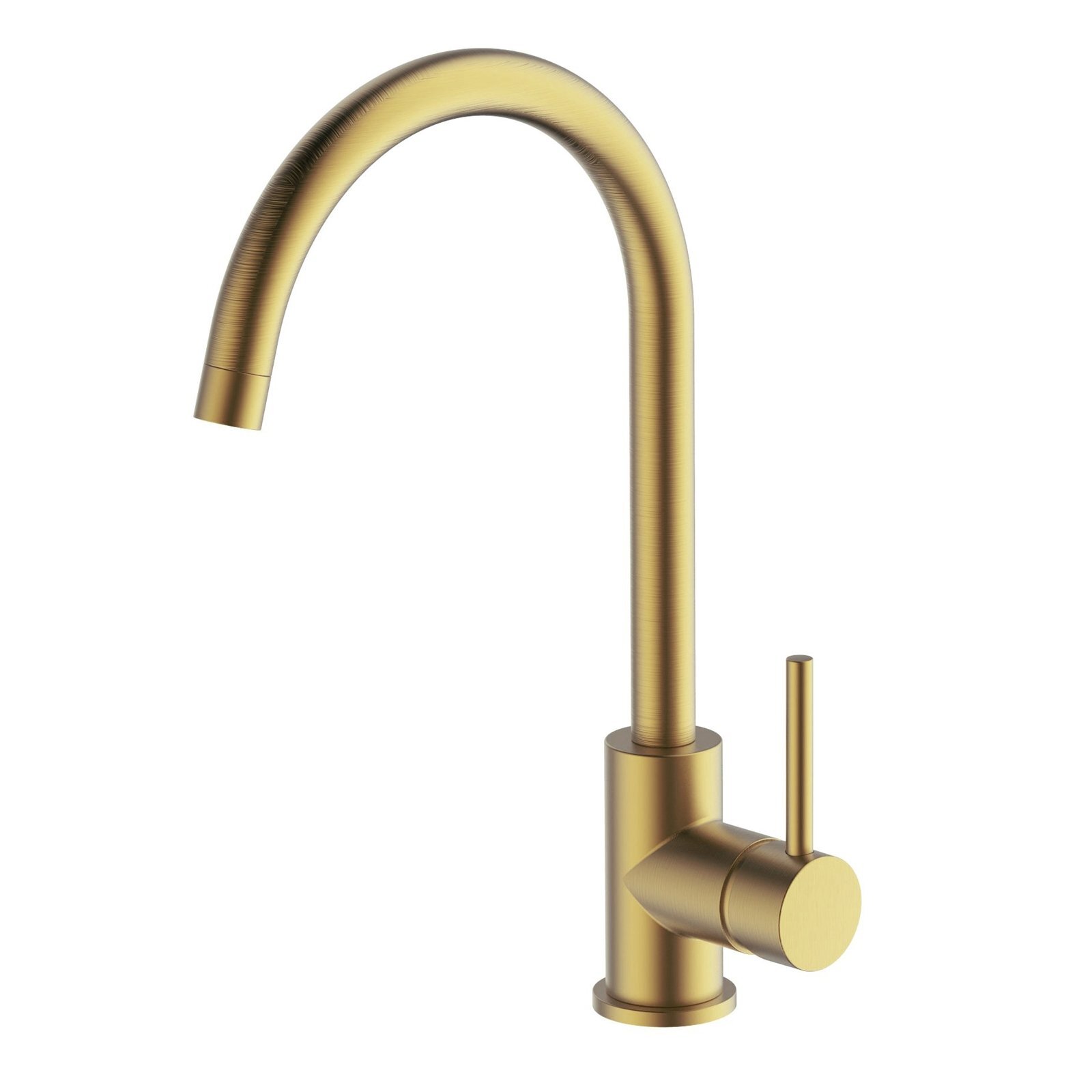 Abey Brushed Brass Gareth Ashton Gooseneck Sink Mixer WELS 4 Star 7.5L