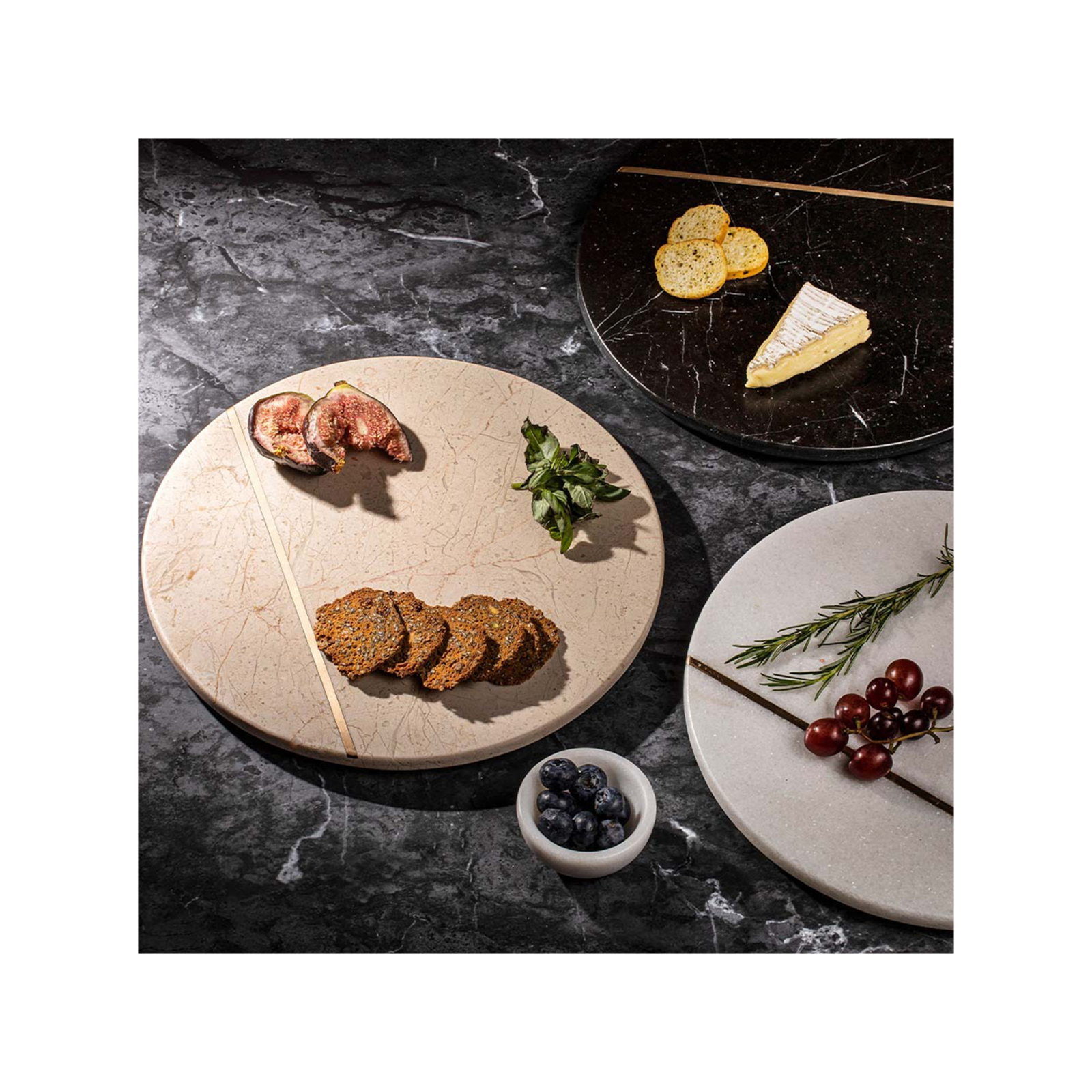 Tempa Emerson White Lazy Susan 30x30x2.1cm Marble/Metal Bunnings