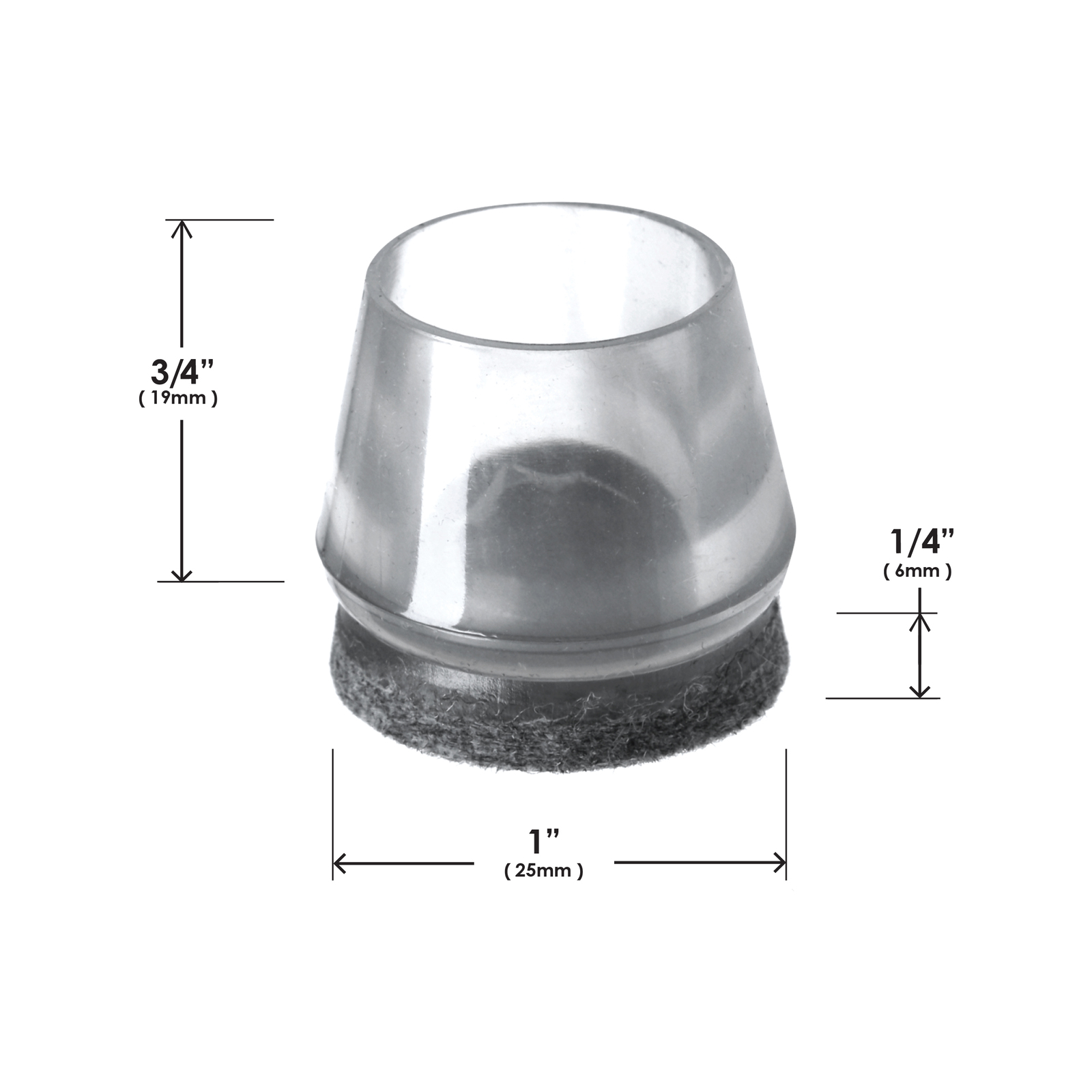 Slipstick 20 24mm Diameter Clear Sleeve Felt Chair Leg Floor