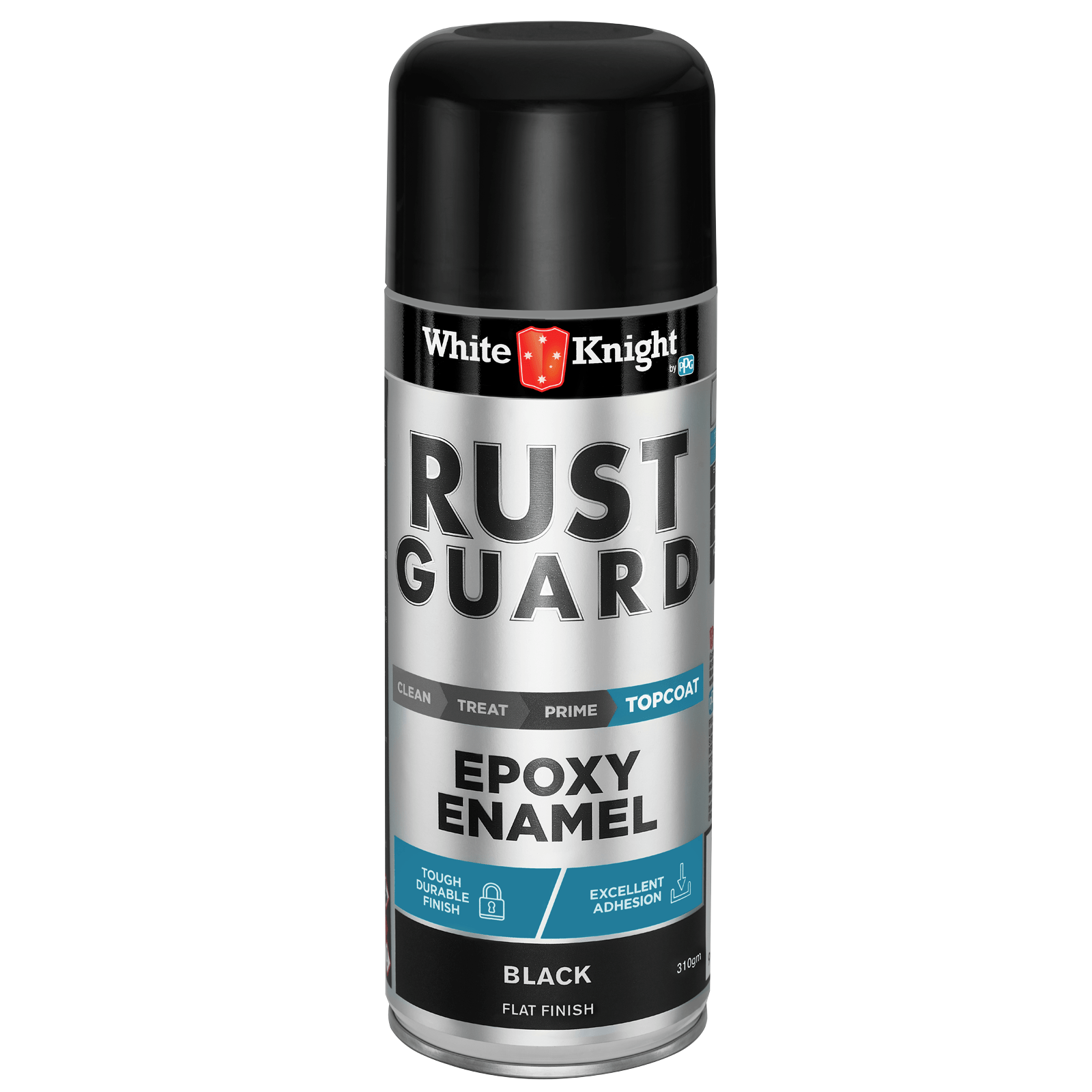 White Knight Rust Guard 310g Flat Black Epoxy Enamel Spray Paint
