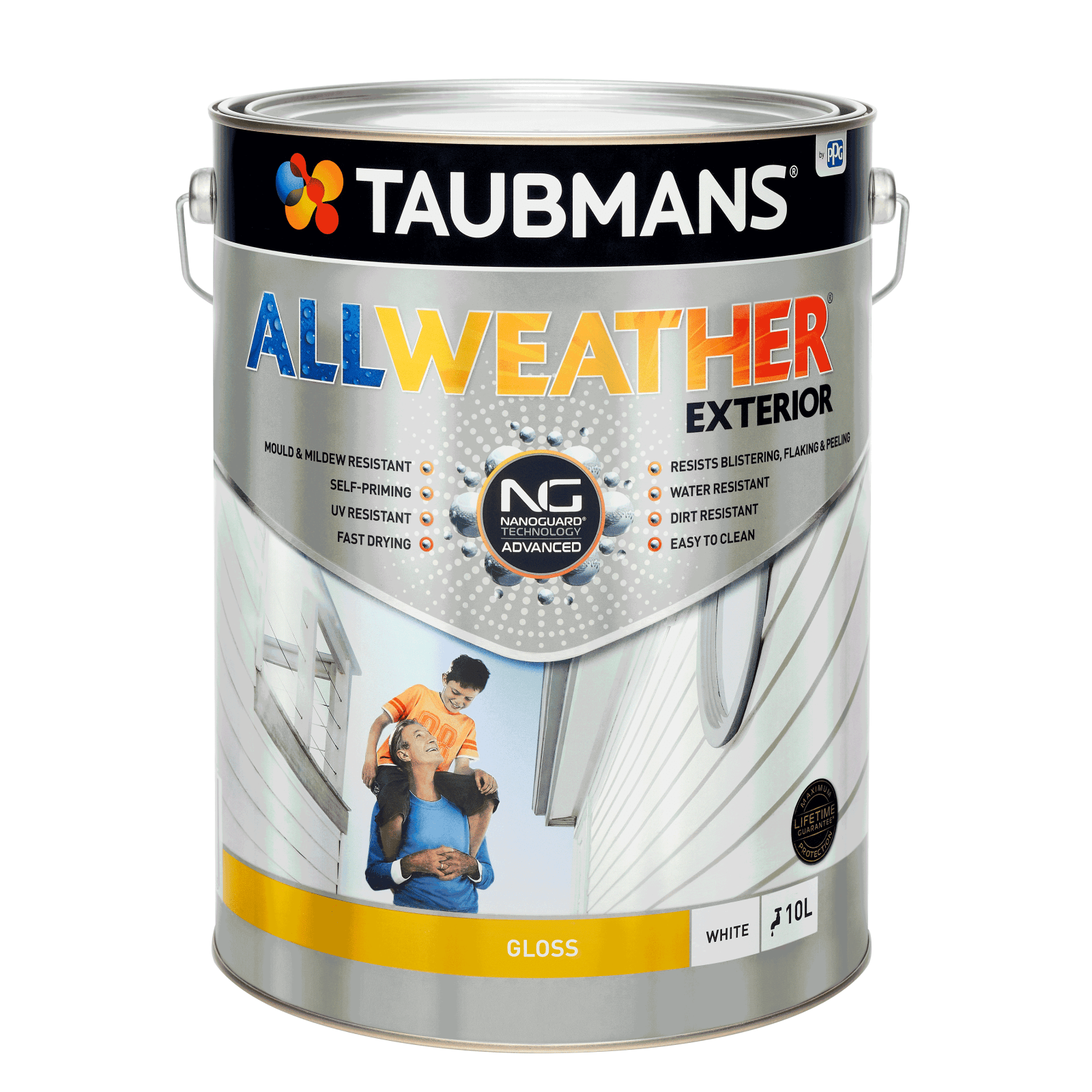 Taubmans 10L White Gloss All Weather Exterior Paint