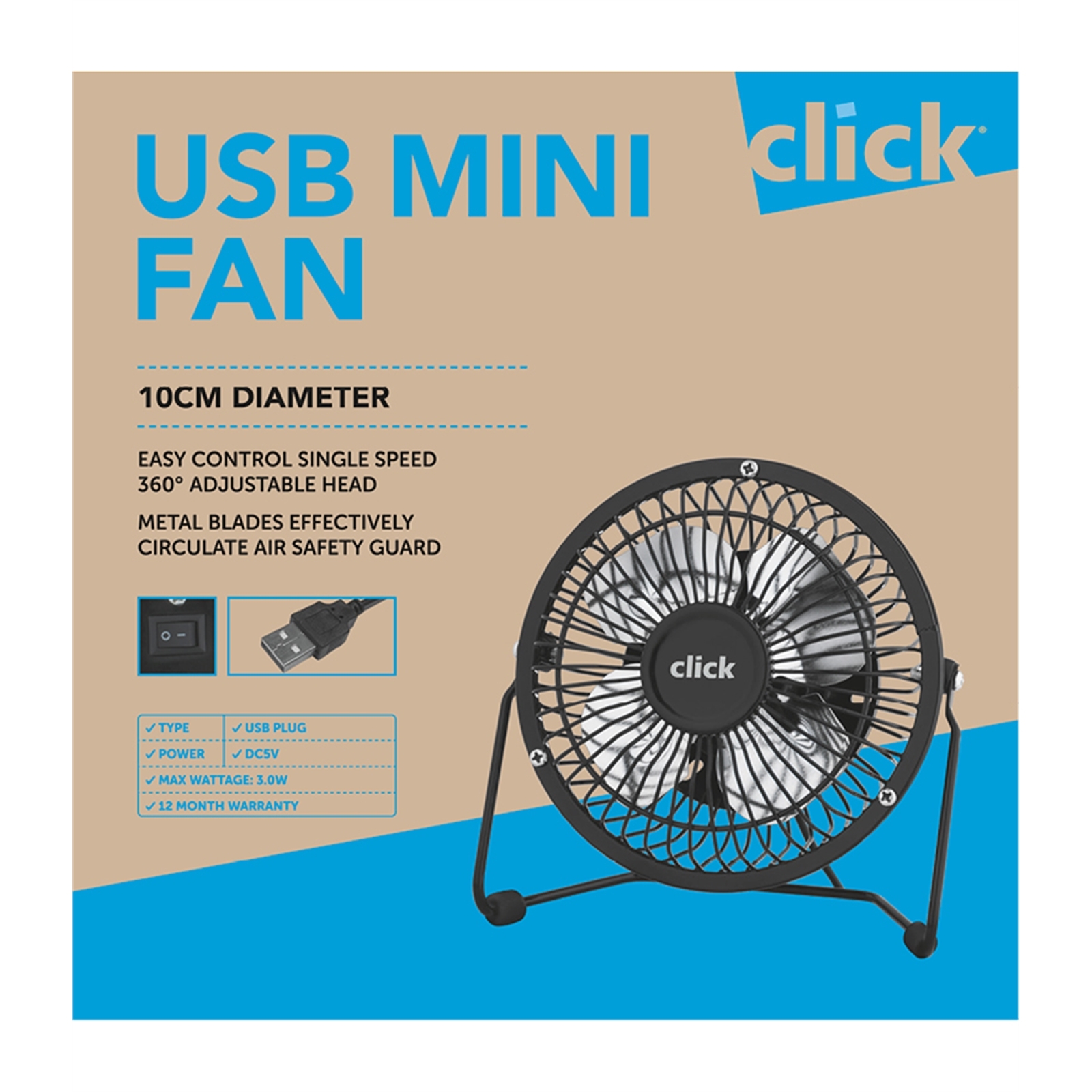 Click USB Desk Fan Bunnings Australia