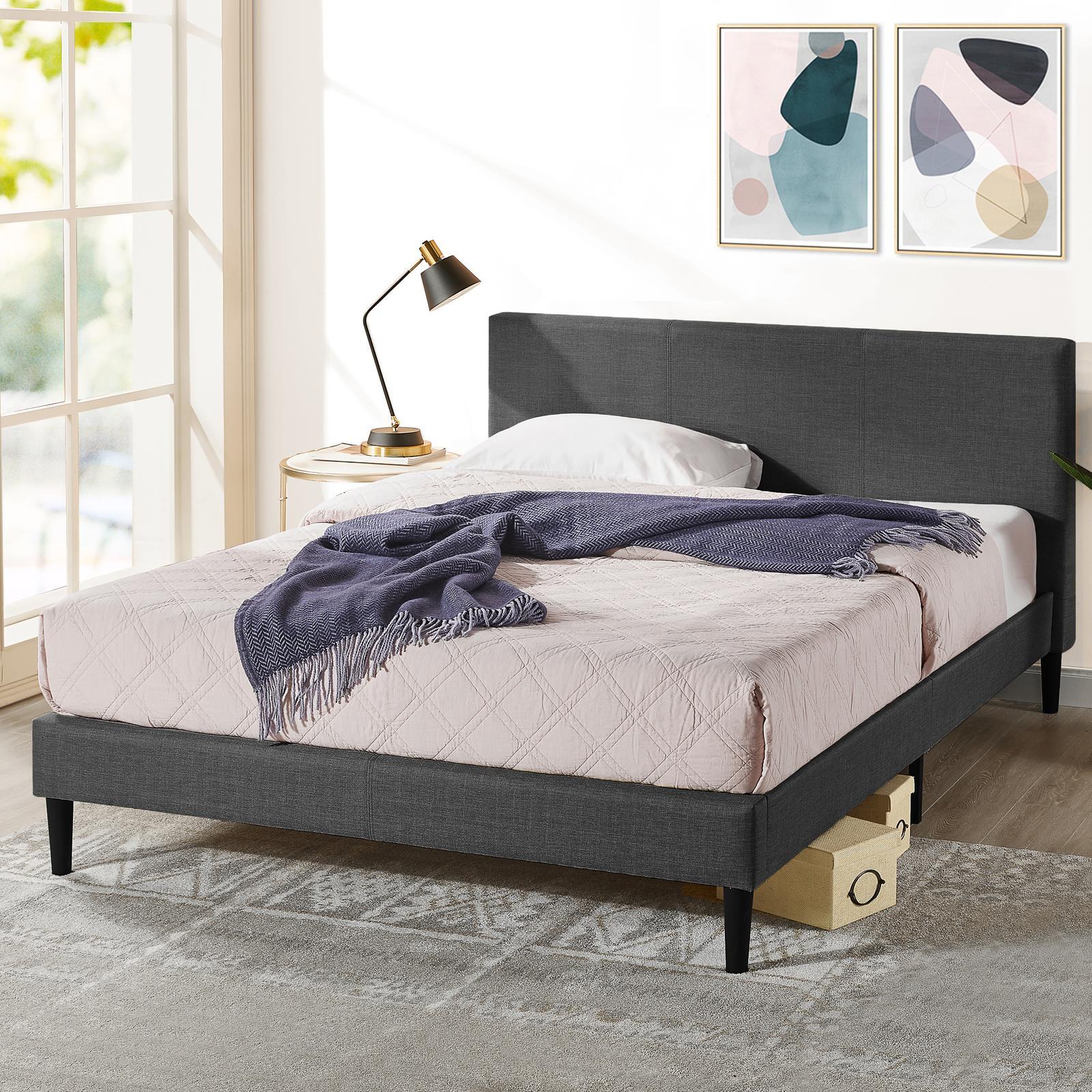 Zinus Nelly Fabric Bed Frame Dark Grey King Bunnings Australia