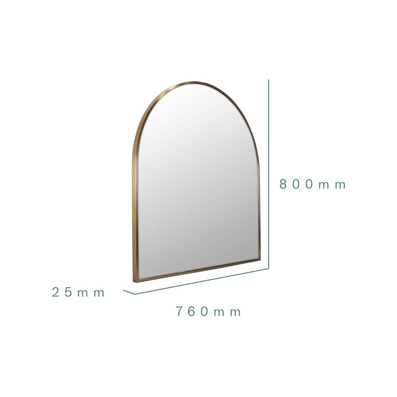 Future Glass 800 x 760mm Satin Brass Arch Framed Mirror Bunnings New
