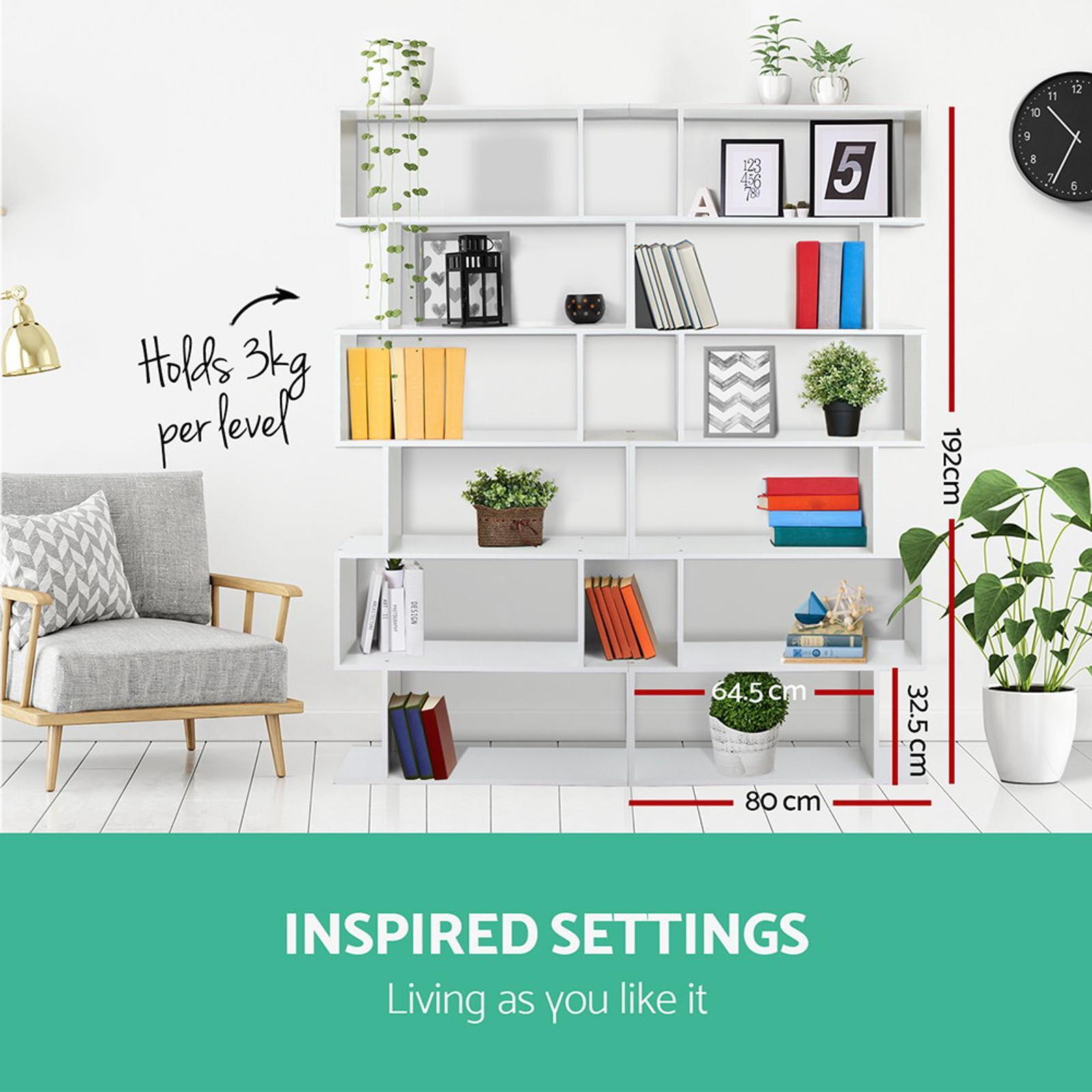 Artiss Display Shelf 6 Tier Ladder Bookshelf Storage Stand White