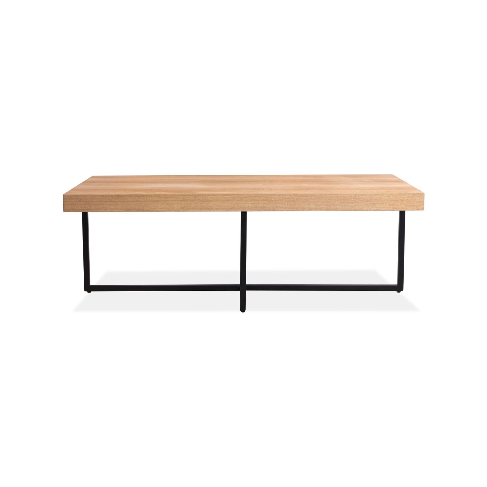 Petunia Coffee Table 120cm Elm Timber Wood Black Metal Leg Natural
