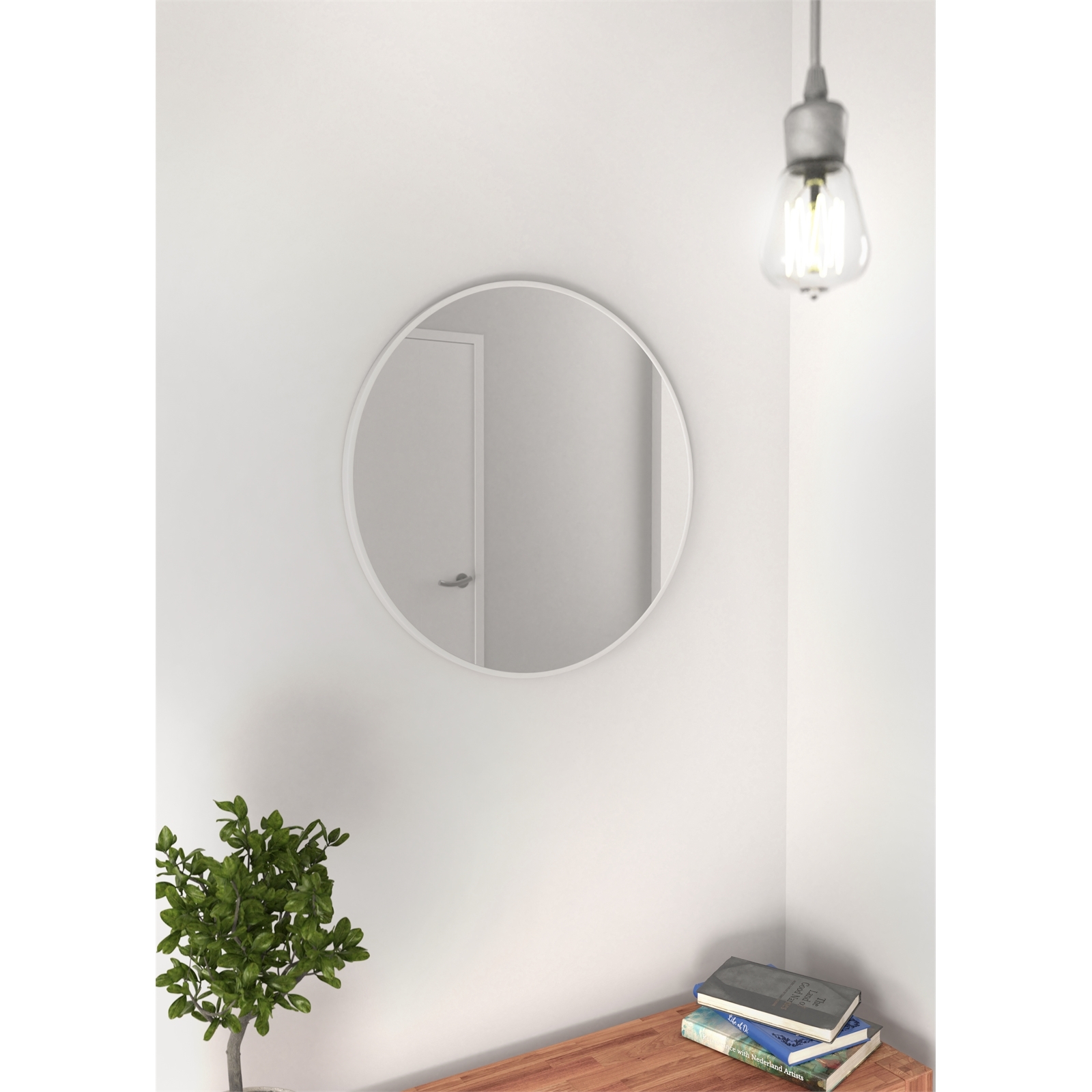 Future Glass 600mm White Stainless Steel Framed Round Mirror Bunnings