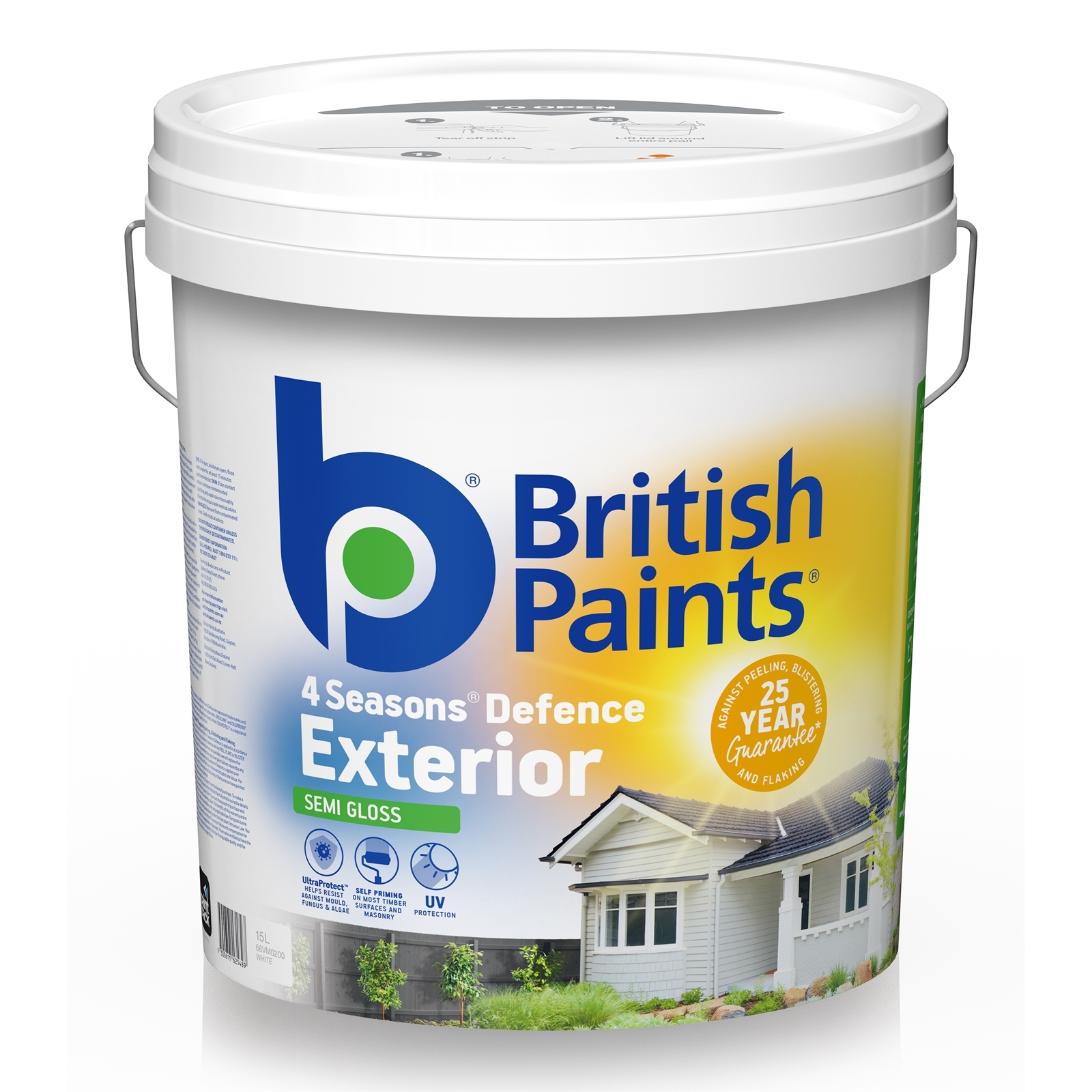 British Paints 15L 4 Seasons Semi Gloss White Exterior
