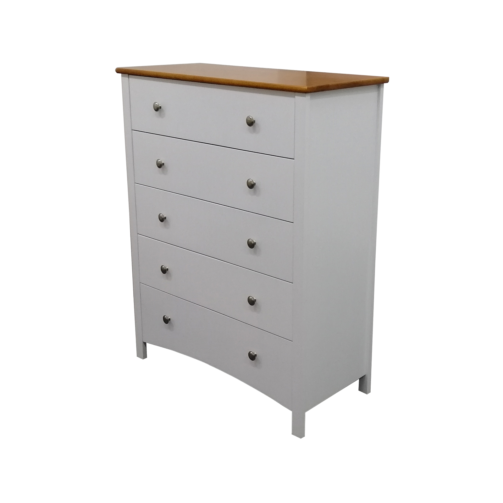 Lobelia Tallboy 5 Chest of Drawers Solid Rubber Wood Bed Storage