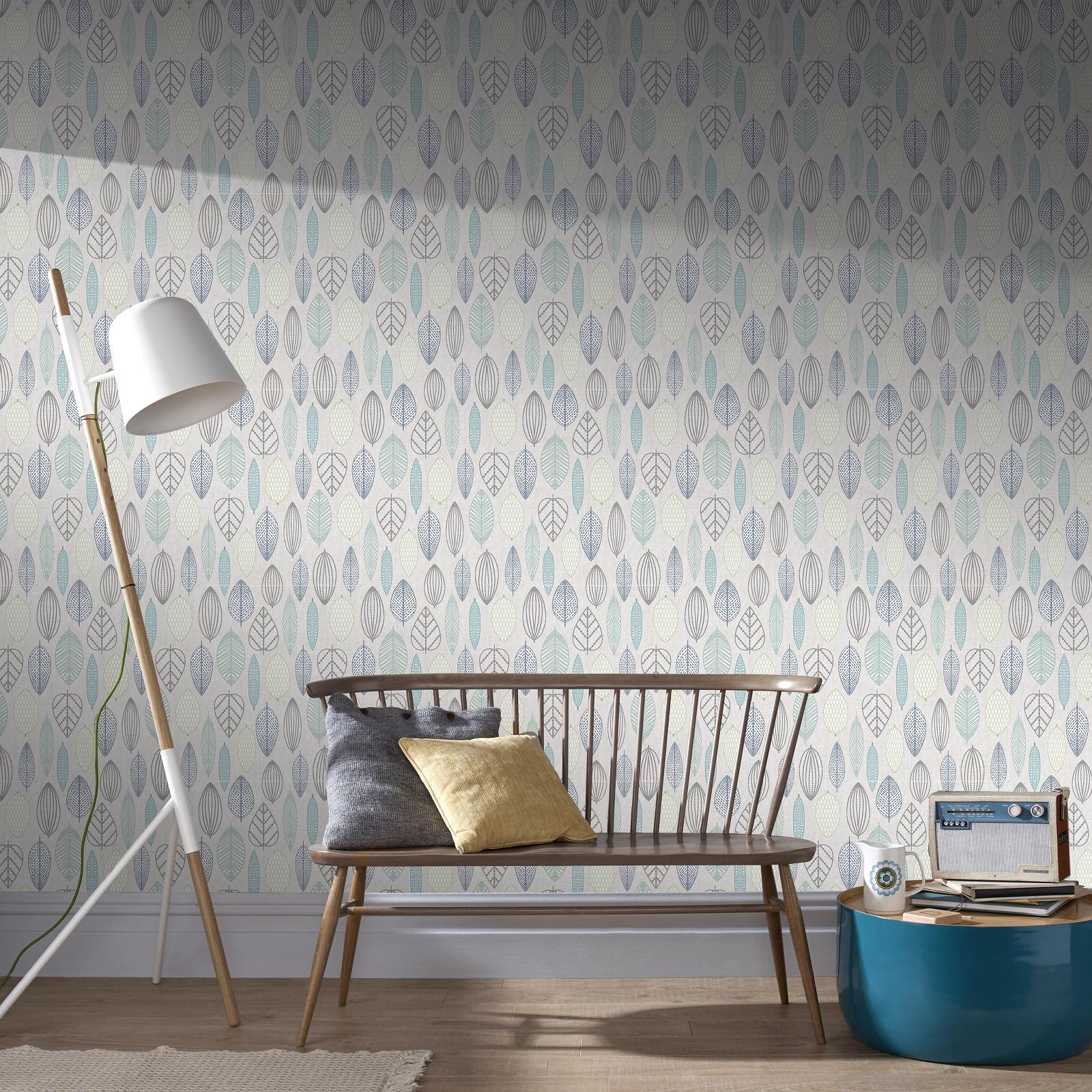 Superfresco Easy 52cm x 10m Blue Scandi Leaf Wallpaper Bunnings New Zealand