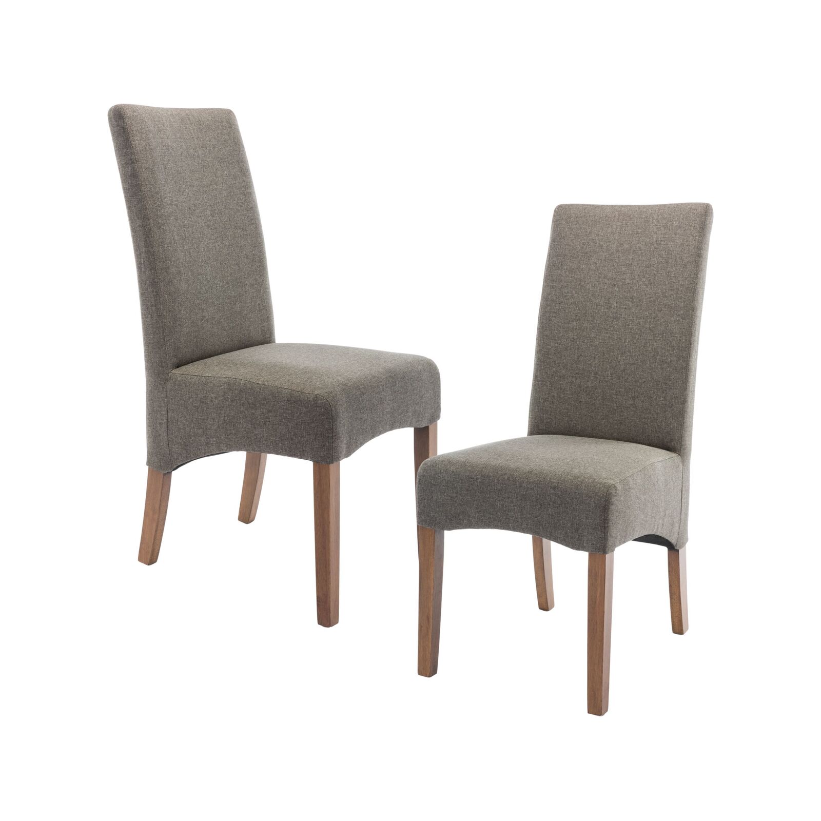Aksa Fabric Upholstered Dining Chair Set of 2 Solid Pine Wood Furniture