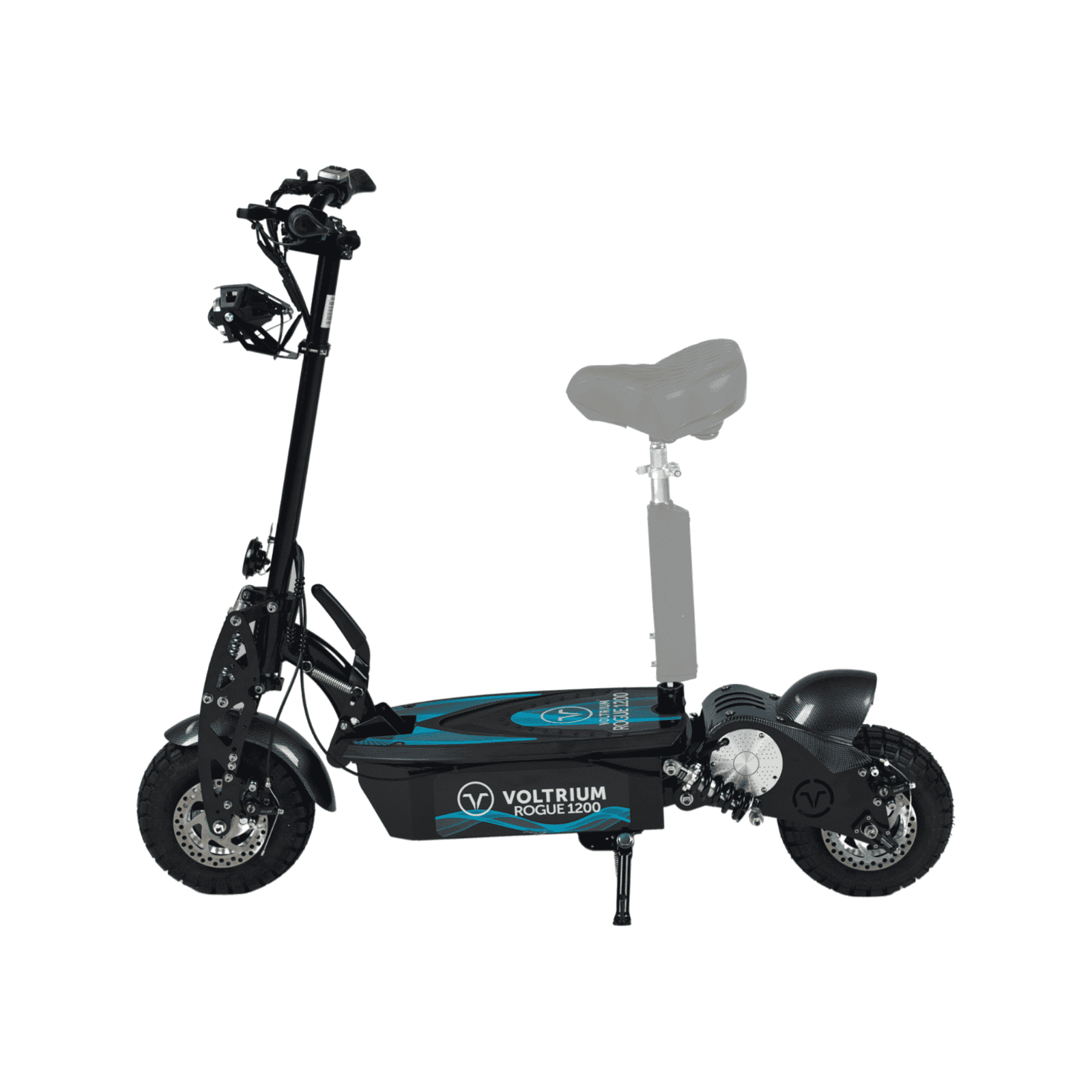 VOLTRIUM Rogue 1200 Adult Electric Scooter Black/Cyan 20Ah Battery