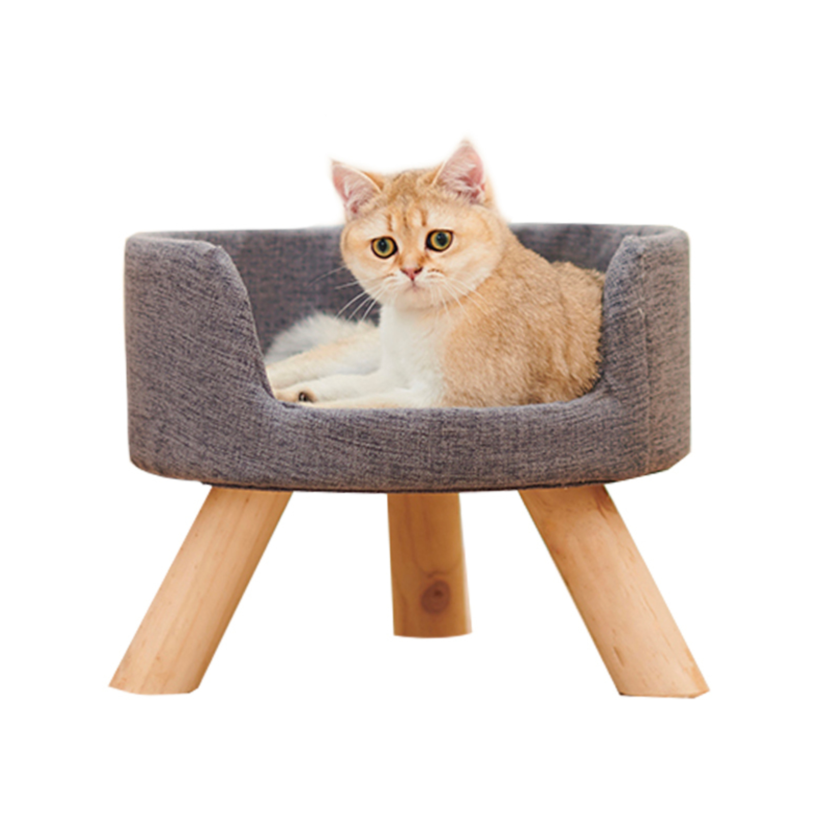 Petsbelle Round Cat Pet Bed 37x37x26cm Grey Bunnings Australia