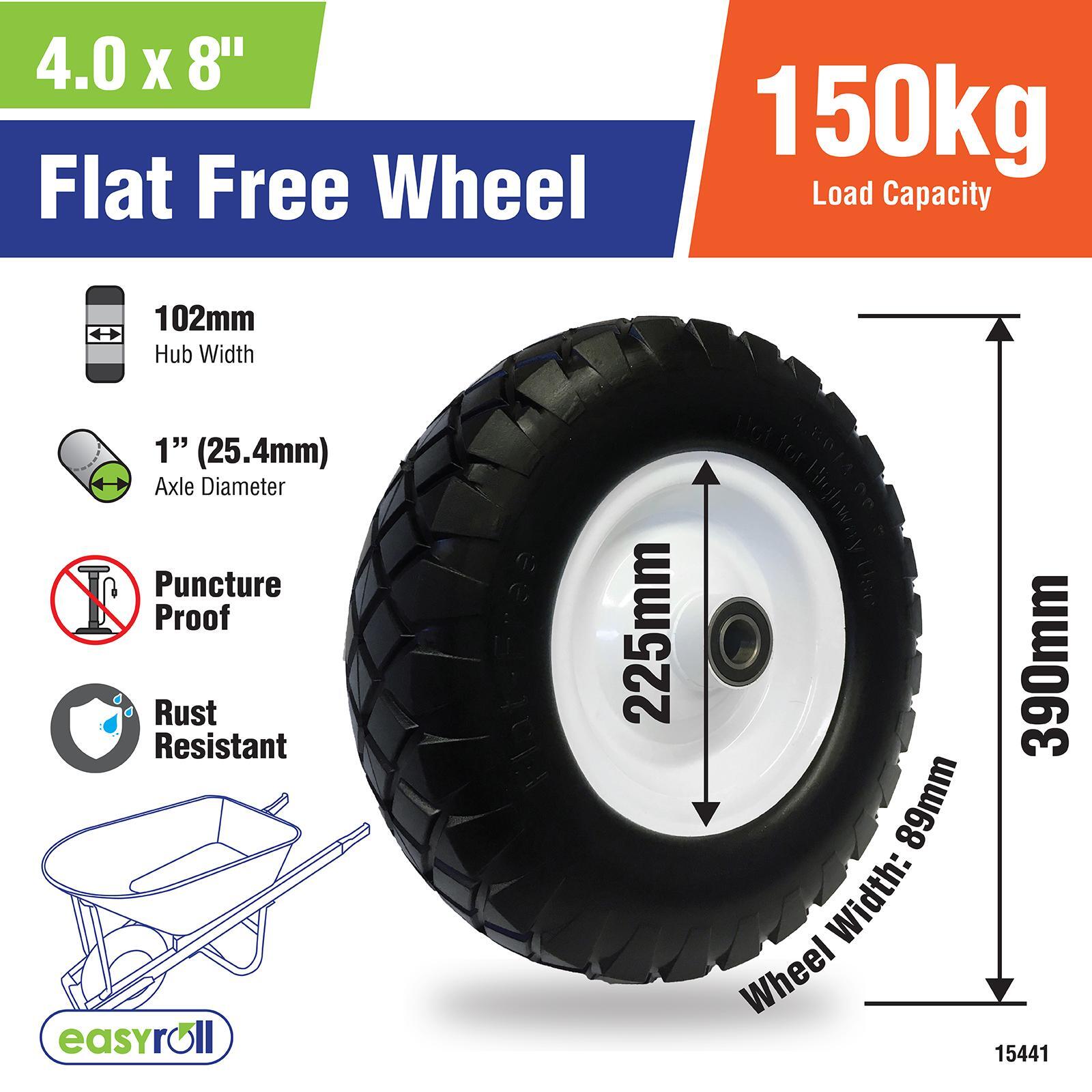 Easyroll 4.0 x 8" Flat Free Puncture Proof Wheelbarrow Wheel Bunnings