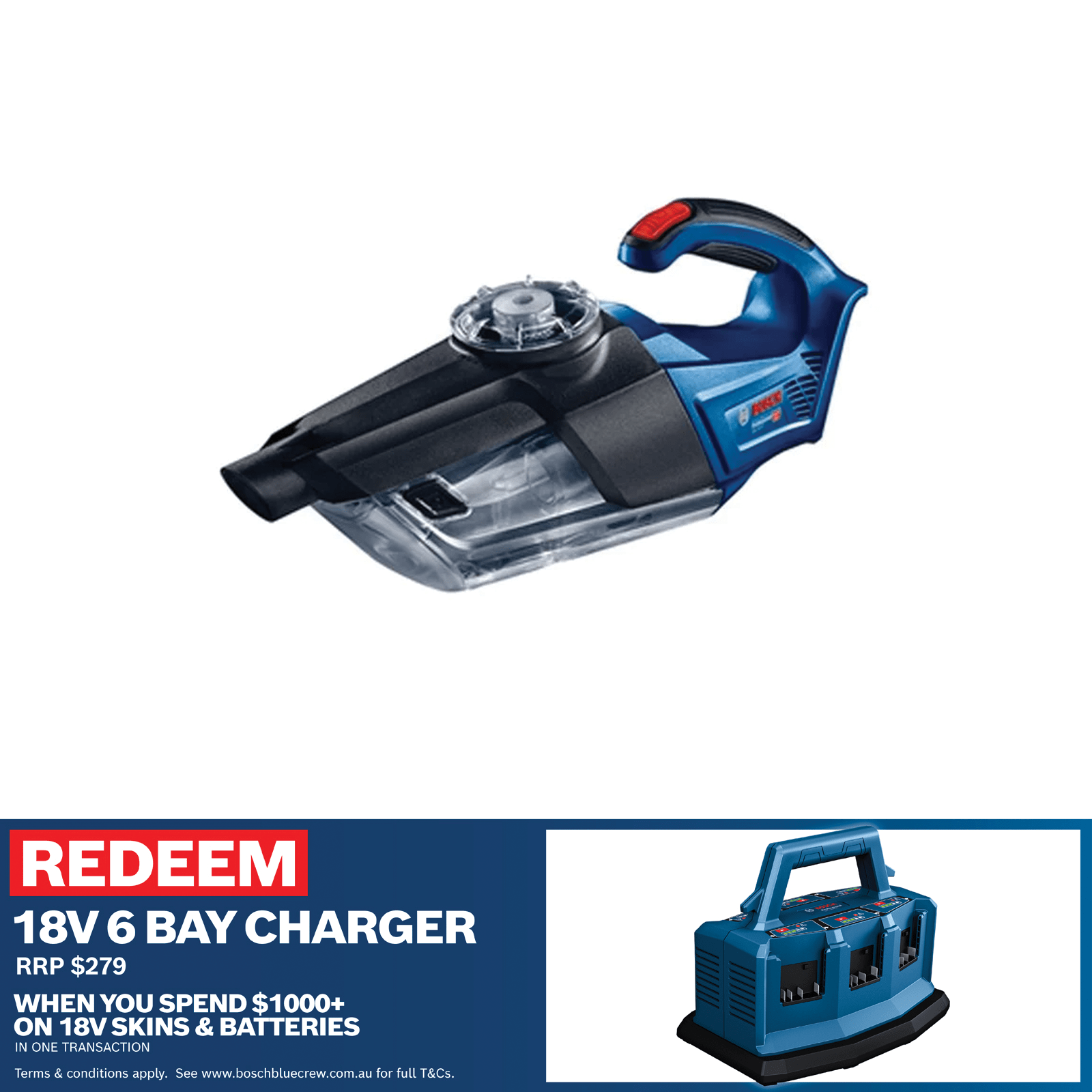 Bosch Blue 18V 1L GAS 18V1 Professional Cordless Vacuum Skin Only