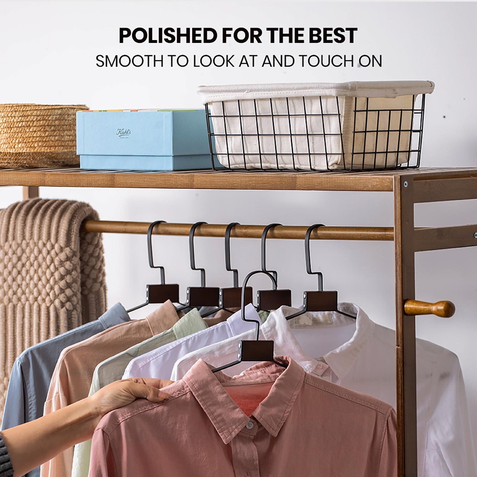 Furb Rolling Clothes Rack Bamboo Garment Coat Hanger Stand Storage