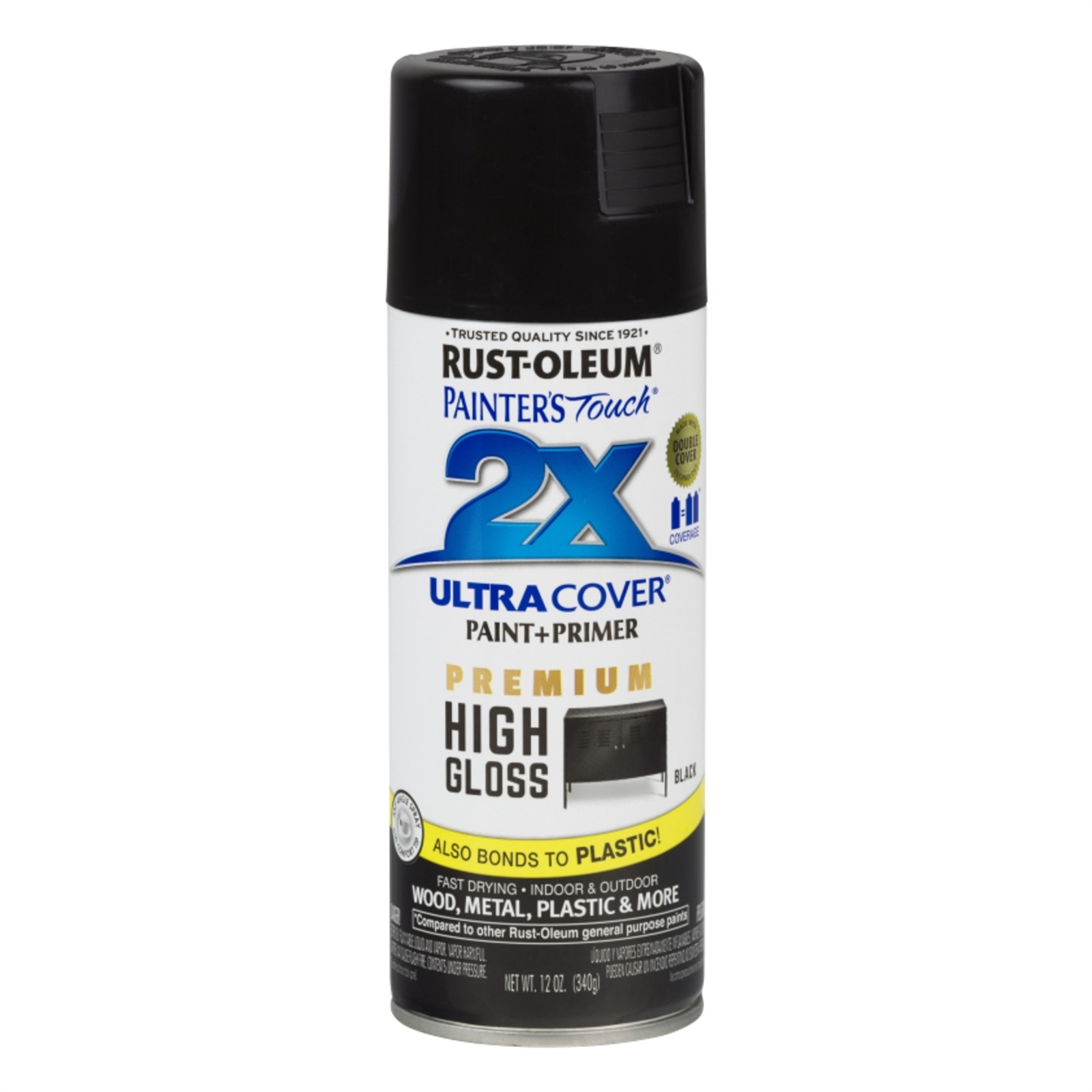 RustOleum 340g Black High Gloss 2X UltraCover Paint+Primer Bunnings