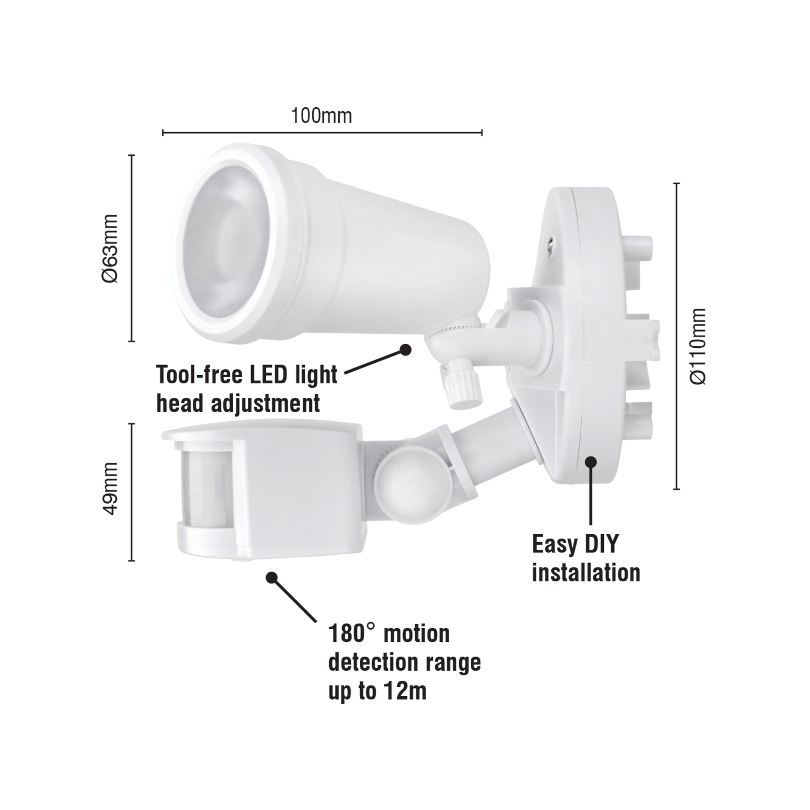 Brilliant 20W White Trooper LED DIY Twin Flood Light With Motion Sensor