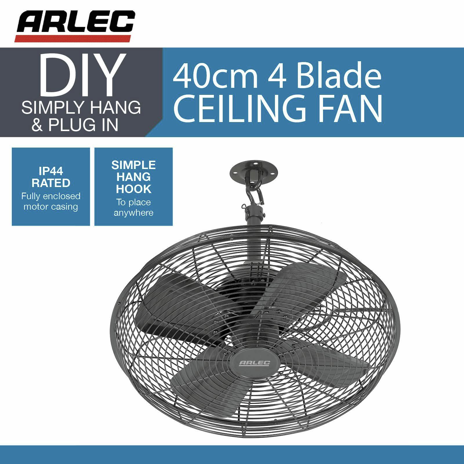 Arlec 40cm Black DIY Ceiling Cage Fan Bunnings Australia