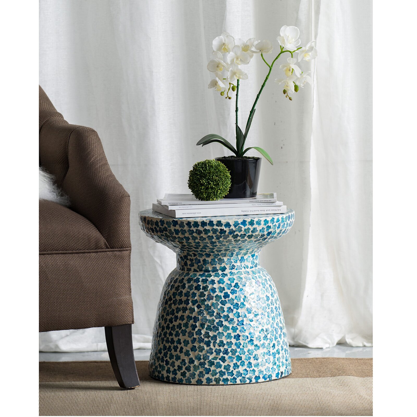 Shell inlay side table/Stool Bunnings Australia