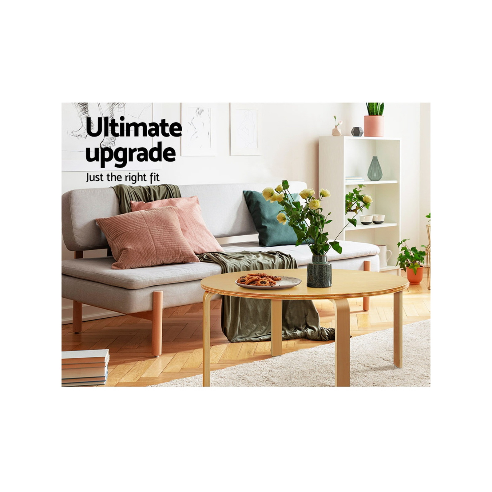 Artiss Coffee Table Round 90X90Cm Birch Plywood Bunnings Australia