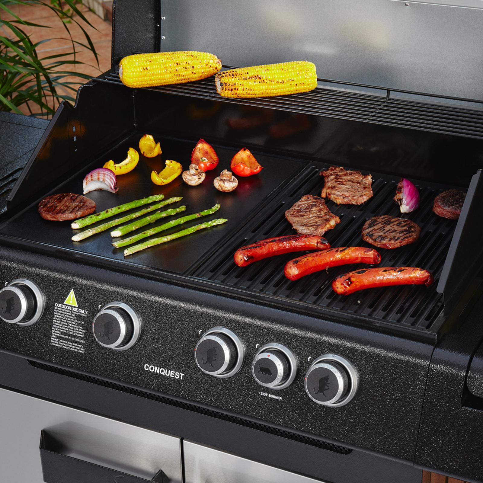 Matador 153cm Black and Silver Conquest 4 Burner Gas BBQ Bunnings