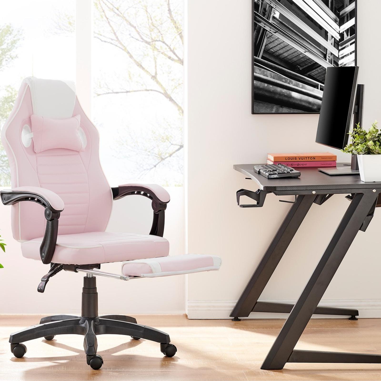 Ergolux 122cm Tempest Gaming Chair Office/Work Seat w/ Footrest White