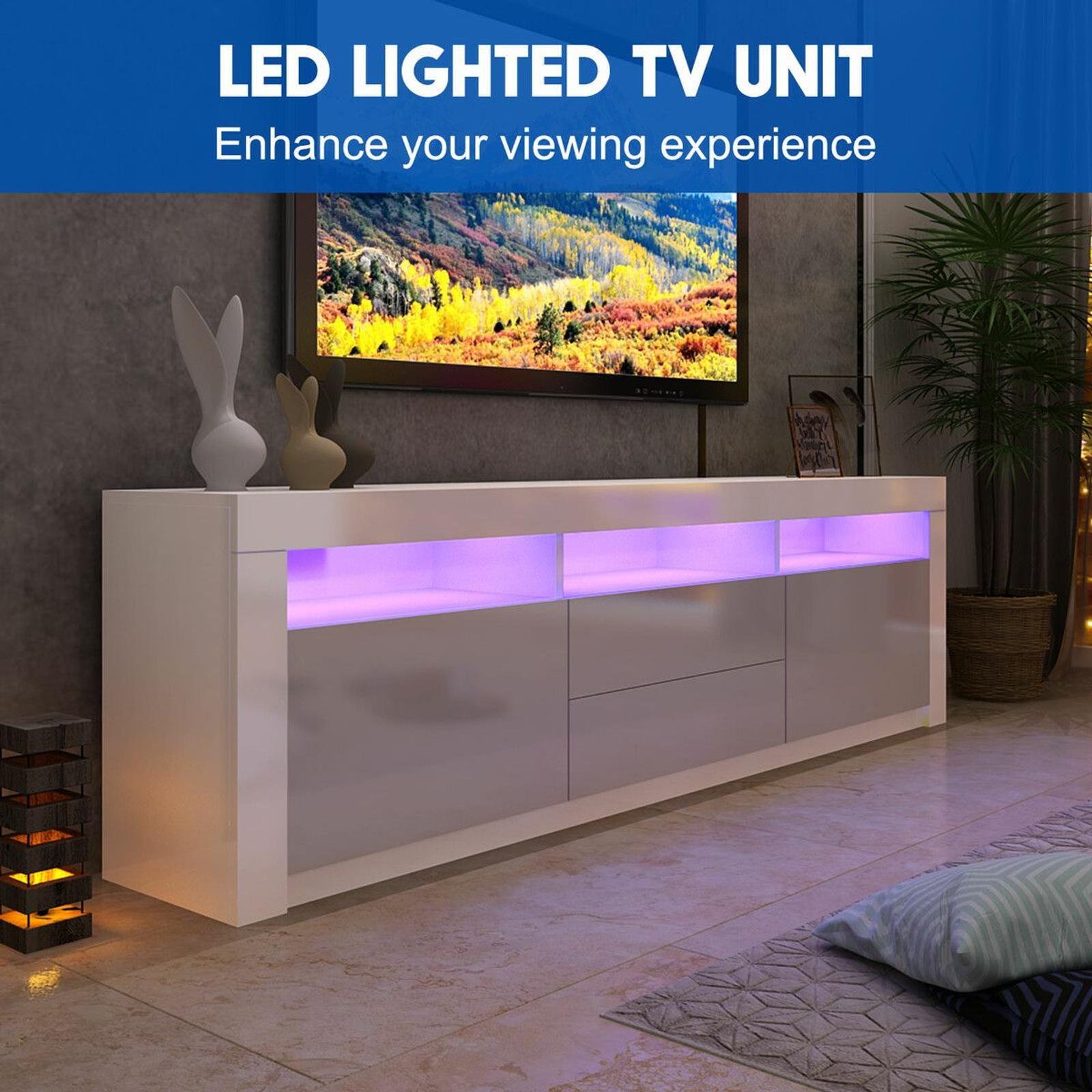 2 Drawer 2 Door Modern TV Unit LED Bunnings Australia