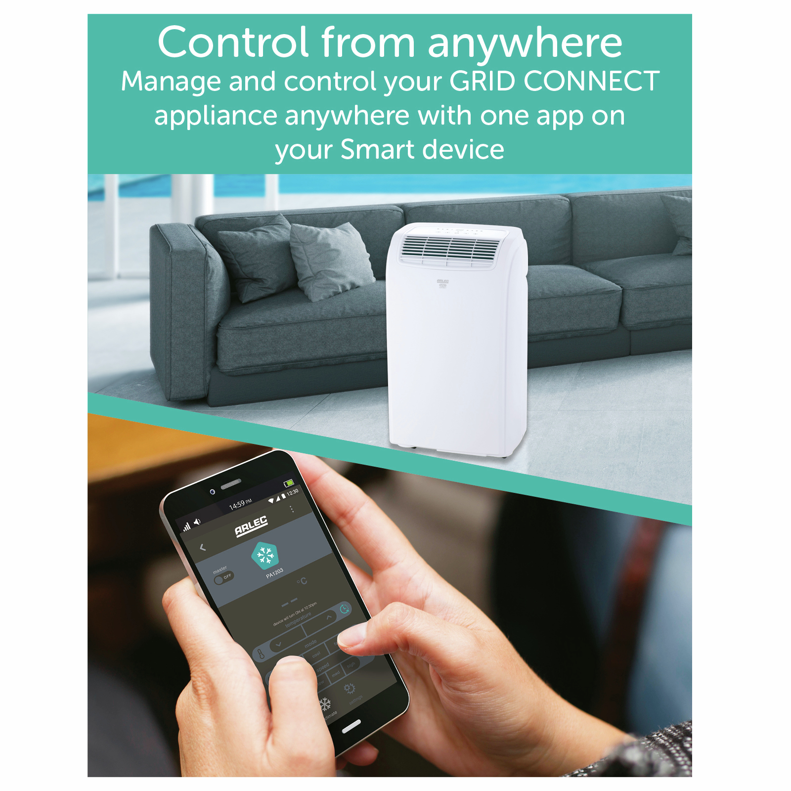 Arlec Grid Connect Smart Portable Reverse Cycle Air Conditioner