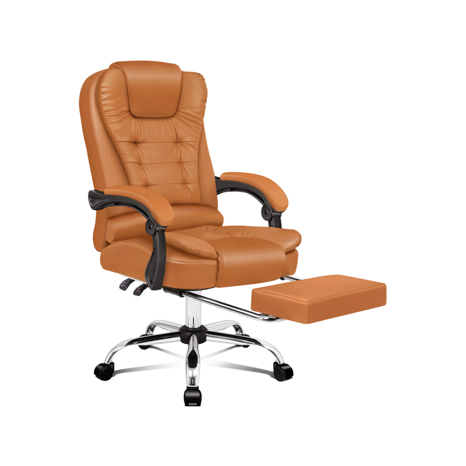 ALFORDSON Office Chair Executive PU Leather Seat with Footrest Brown